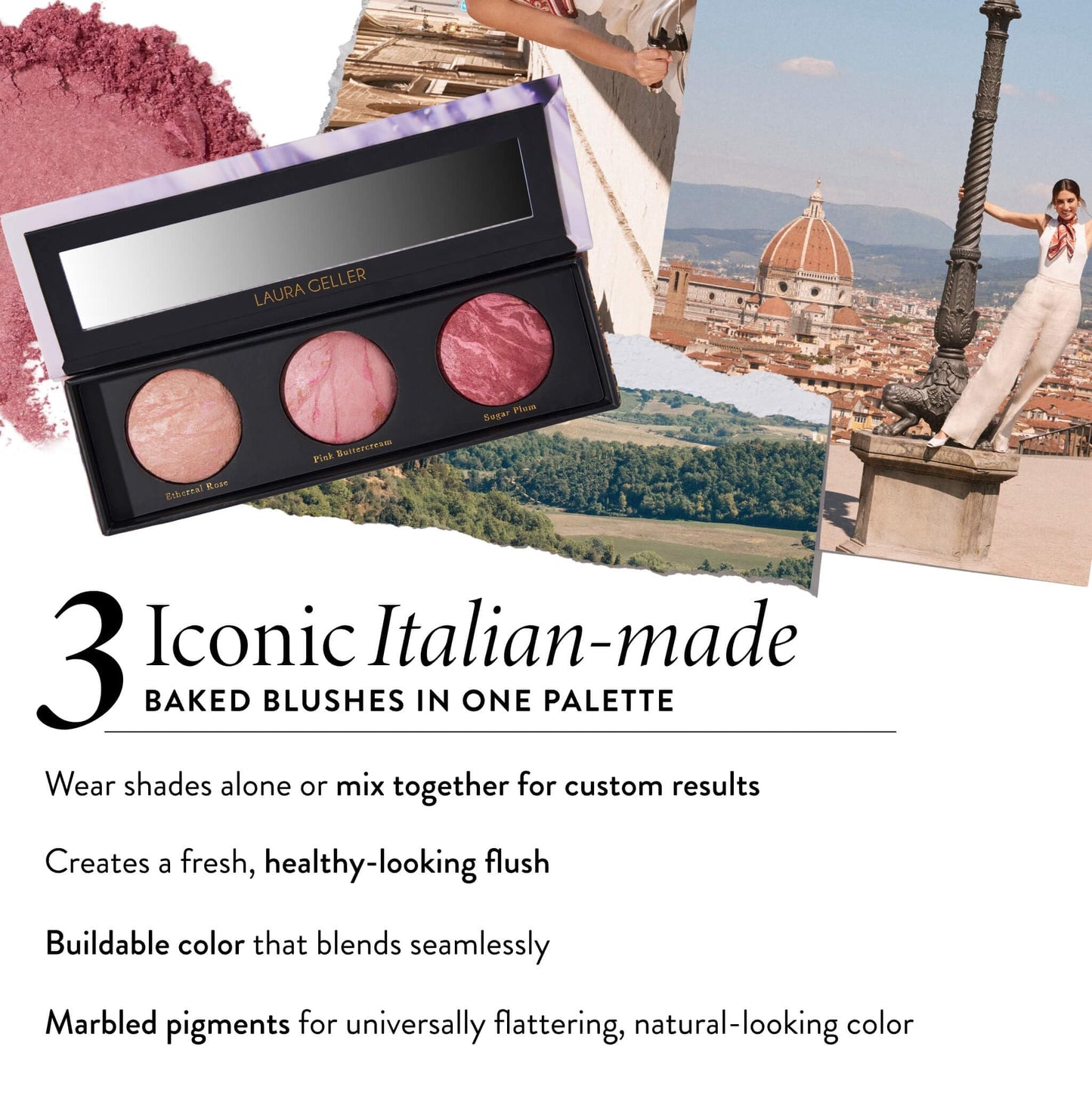 LAURA GELLER NEW YORK Geller's Greatest Better Than Ever 3-Piece Blush-n-Brighten Marbleized Blush Palette Trio