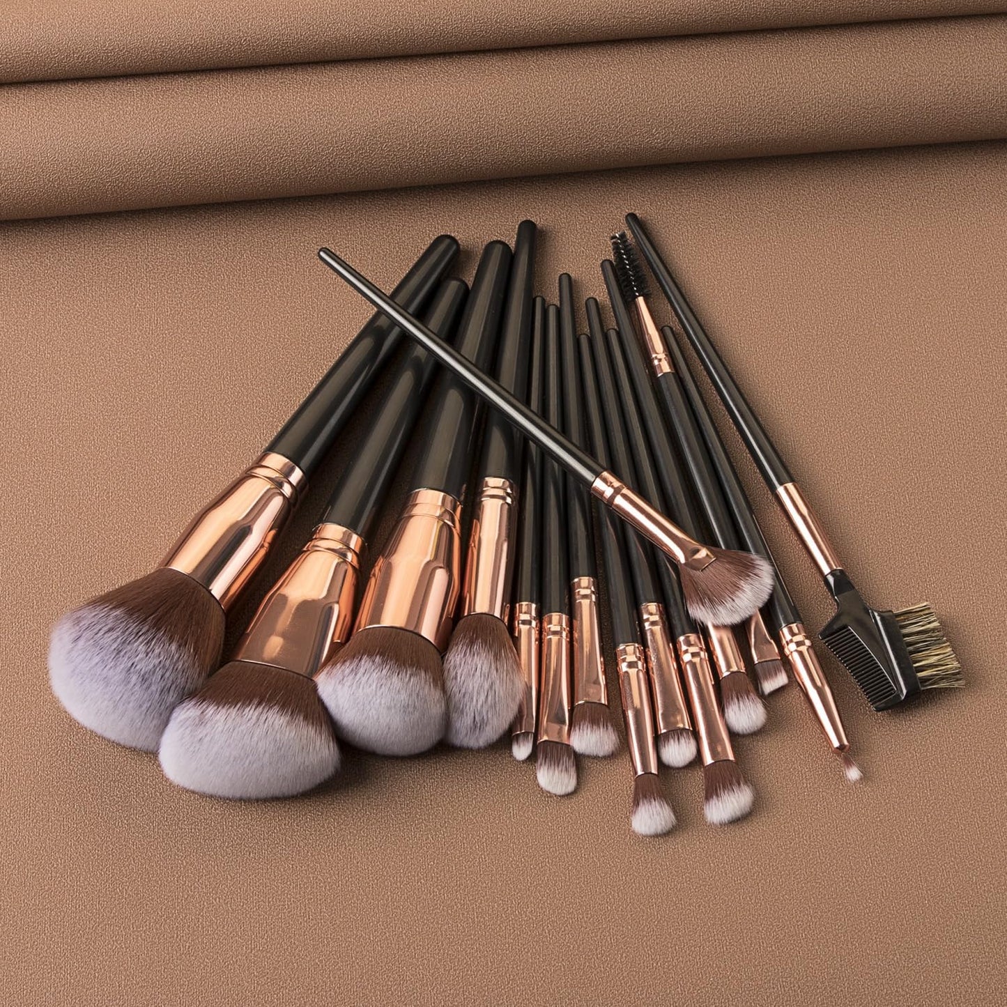 Professional Makeup Brush Set - 15 Pcs Eye & Face Brushes with Lash Comb, Soft Brushes & Storage Bag | 5 Beauty Eggs Included