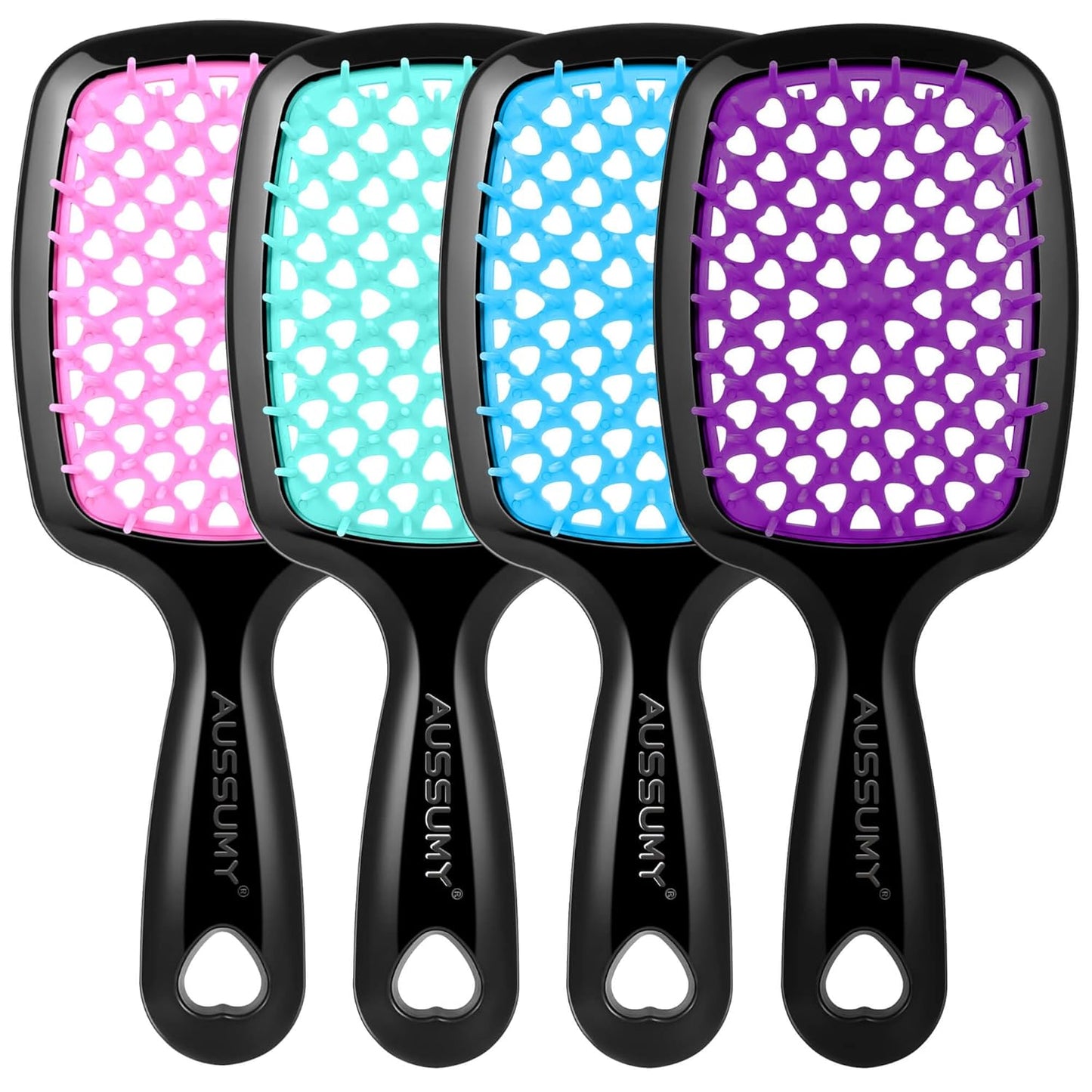 Vented Detangling Hair Brush Set - Soft Bristles for Effortless Tangle-Free Styling | Ideal for Curly, Straight, Wet, Dry Hair - Magenta - 2 Pack