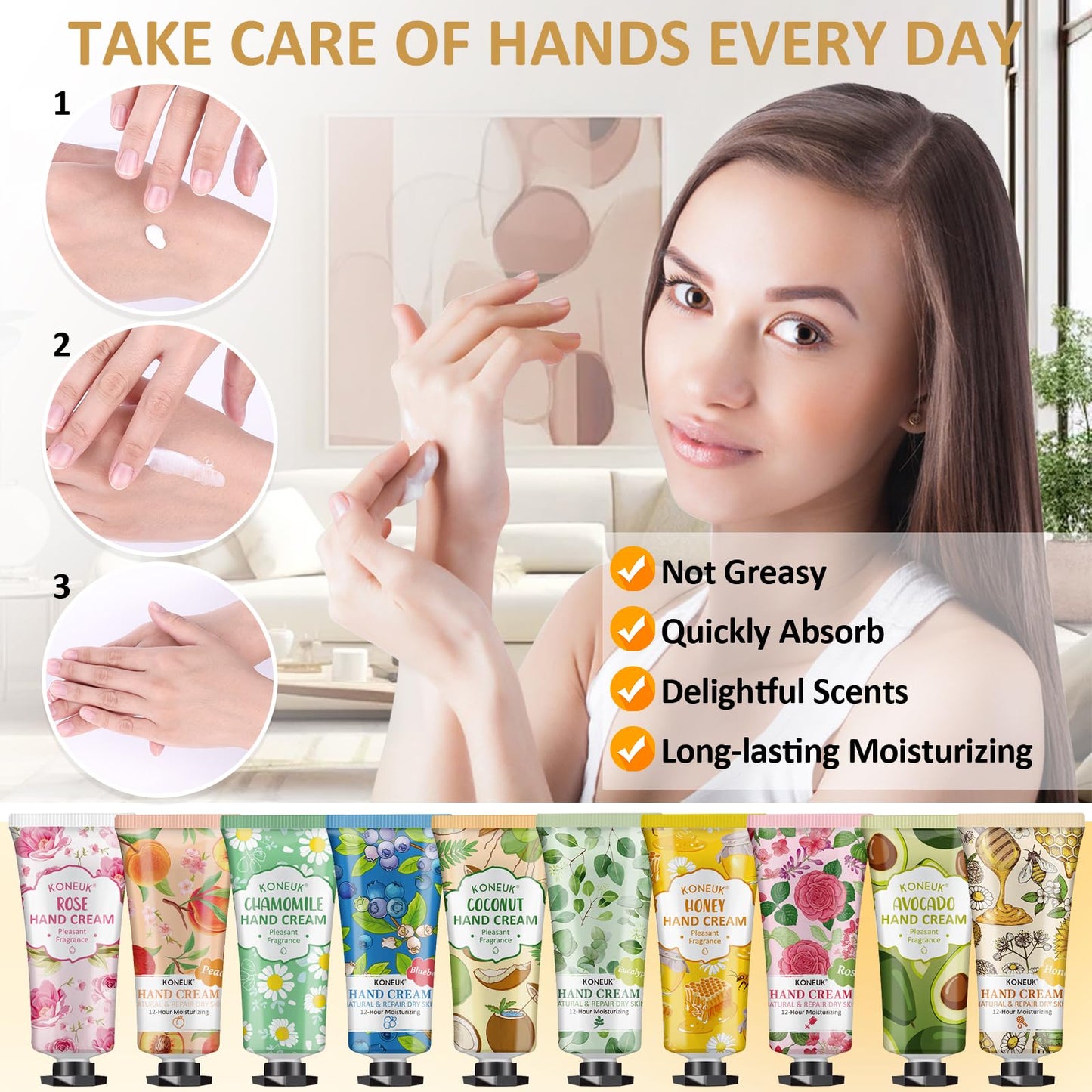 KONEUK 8 Pack Hand Cream Gifts Set for Women, Mini Hand Lotion Travel Size for Dry Cracked Hands, Bulk Hand Cream for Party Favors, Bridal Shower Favors, Birthday Gifts, Teacher Gifts