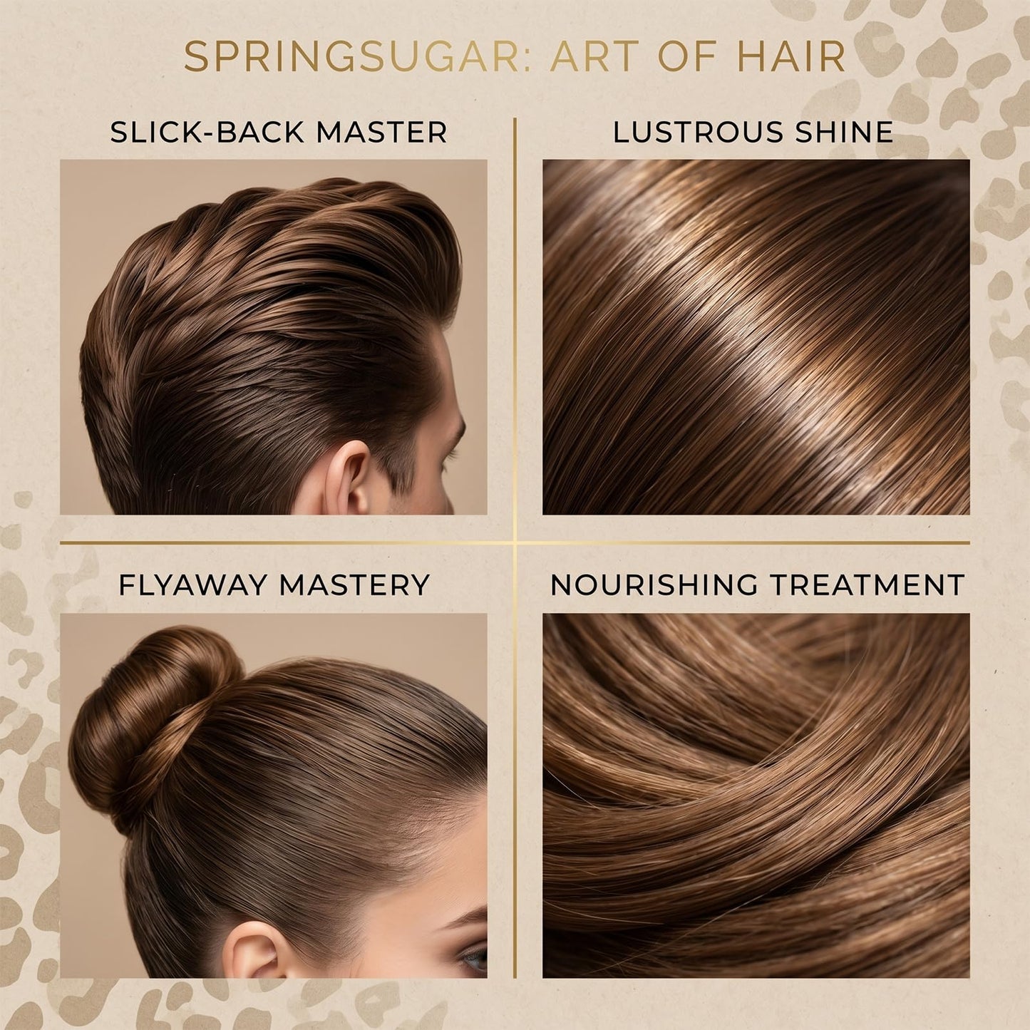 SPRINGSUGAR Hair Wax Stick & Slick Back Hair Brush Set, Flyaway Hair Finishing Stick for Women, Strong Hold Non-Greasy Hair Styling Wax for Sleek Bun, Ponytail & Edge Control
