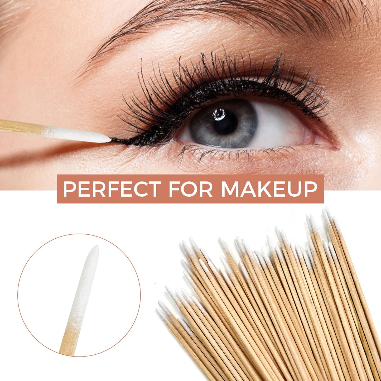 800PCS Pointed Cotton Swabs with Storage Case - 4 inch Microblading Precision Tip Cotton Swabs with Wooden Sticks - for Makeup, Tattoo Permanent Supplies