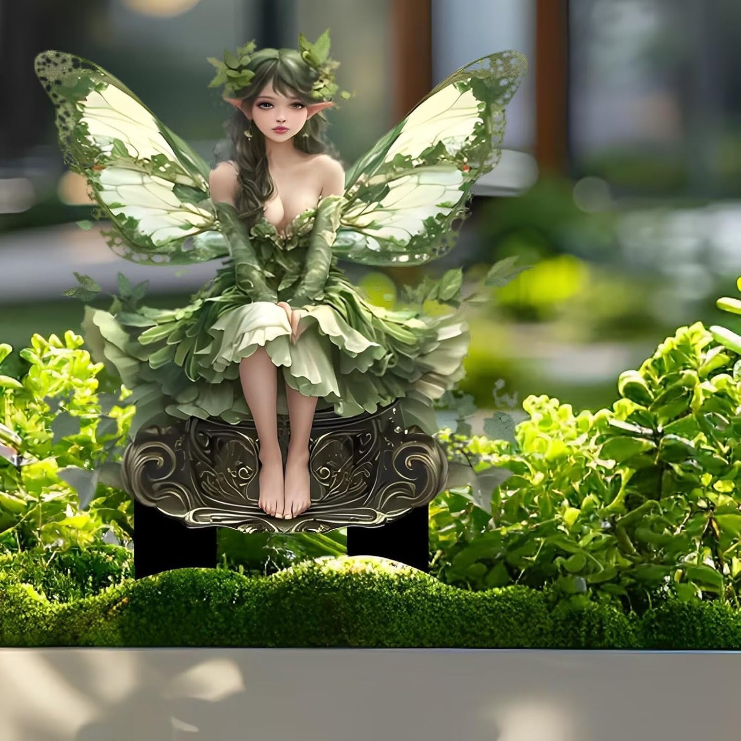 Green Fairy Acrylic Garden Stake - Charming Indoor & Outdoor Decoration for Flower Pots | Ideal for Courtyards & Lawns