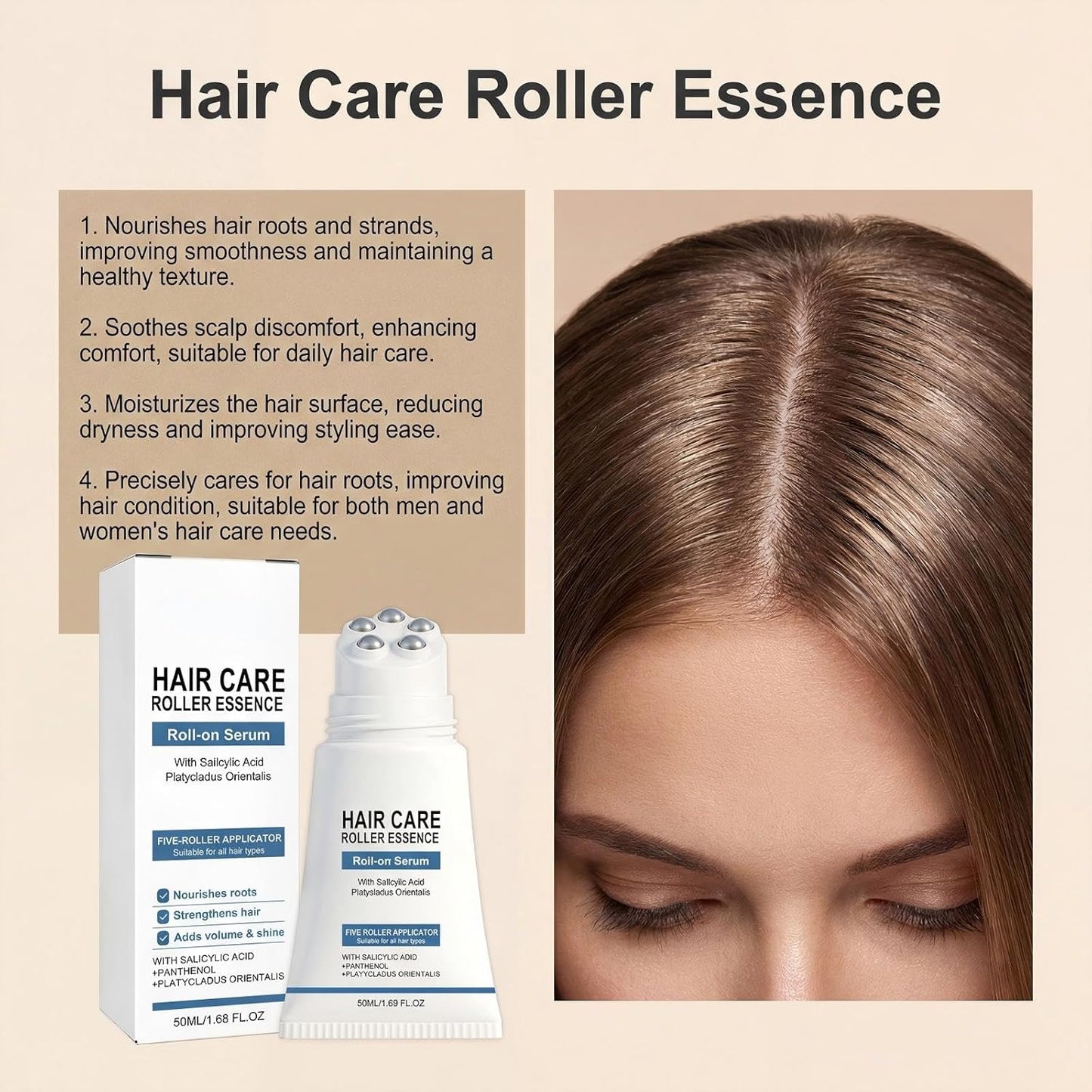 Hair Growth Serum Roll-On - Castor Oil & Salicylic Acid for Thicker, Healthier Hair | Scalp Care for Men & Women