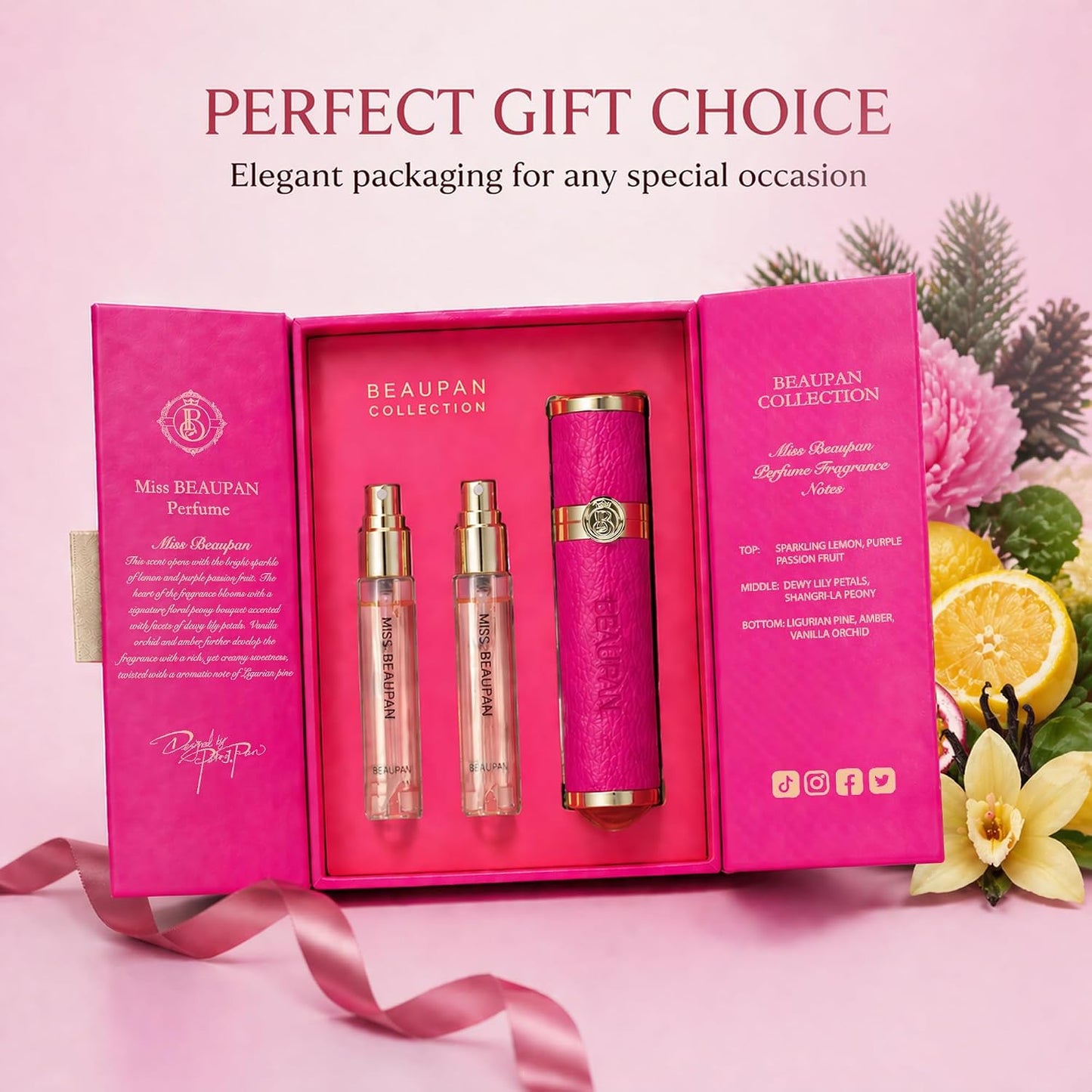 Long-Lasting Travel Size Perfume Set for Women - 3 x 0.34 fl. oz. | Vanilla, Cedar, Rose, Ylang