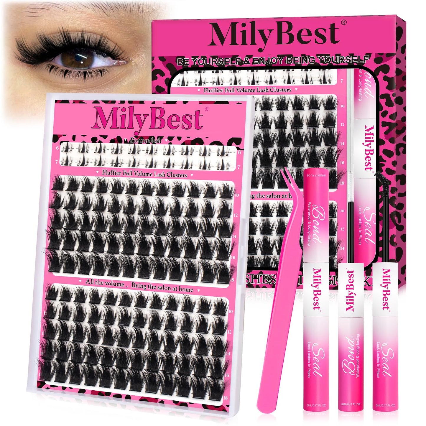 Rozen Lash Clusters Kit with Spikes Manga Wispy Eyelash Clusters Bottom Lashes 10-18mm Fairy Anime Individual Lashes Fluffy Lash Extension Kit Waterproof Bond and Seal Volume Eyelashes by MilyBest