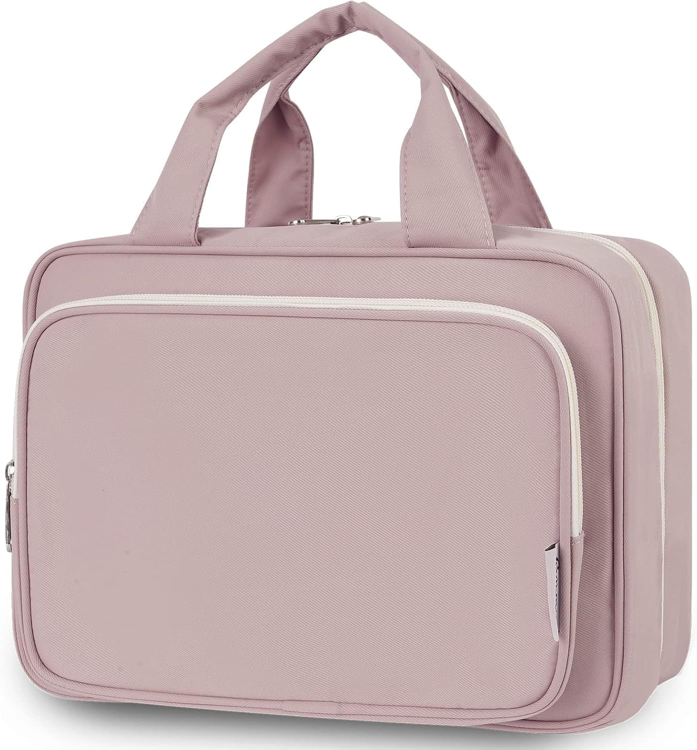 Striped Hanging Toiletry Bag for Women - Travel Makeup Organizer | Medium Dusty Pink Stripe