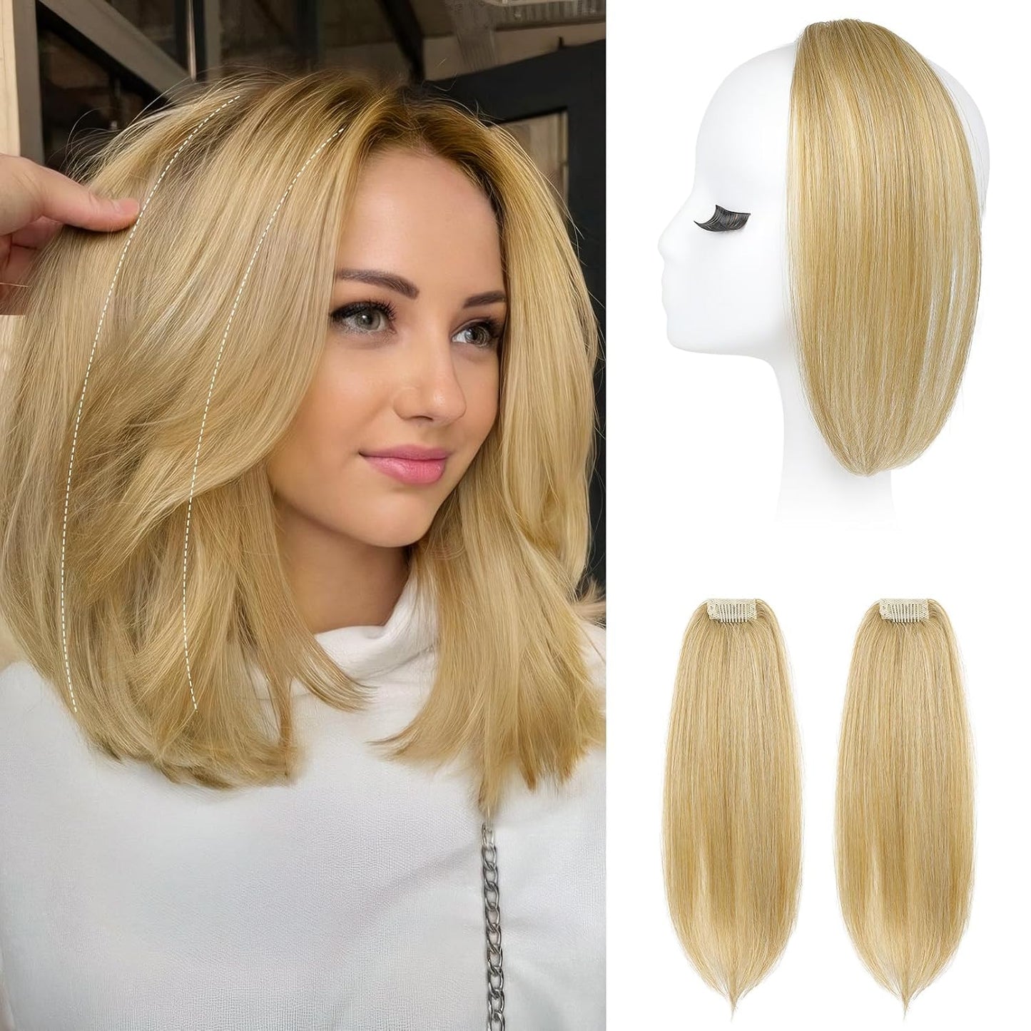 Clip In Hair Volumizer - 12 Inch Thick Hairpieces for Extra Volume | Off Black, 2PCS