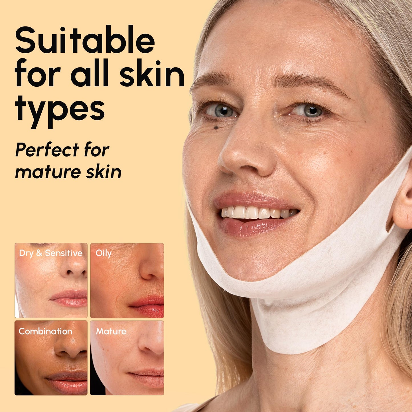 MAREE V Line Lifting Mask with 24K Gold – Deep Collagen Face Mask for Women – Jawline Shaper Mask with Retinol & Hyaluronic Acid – Neck Tightening & Firming – Double Chin Strap for Face Lift
