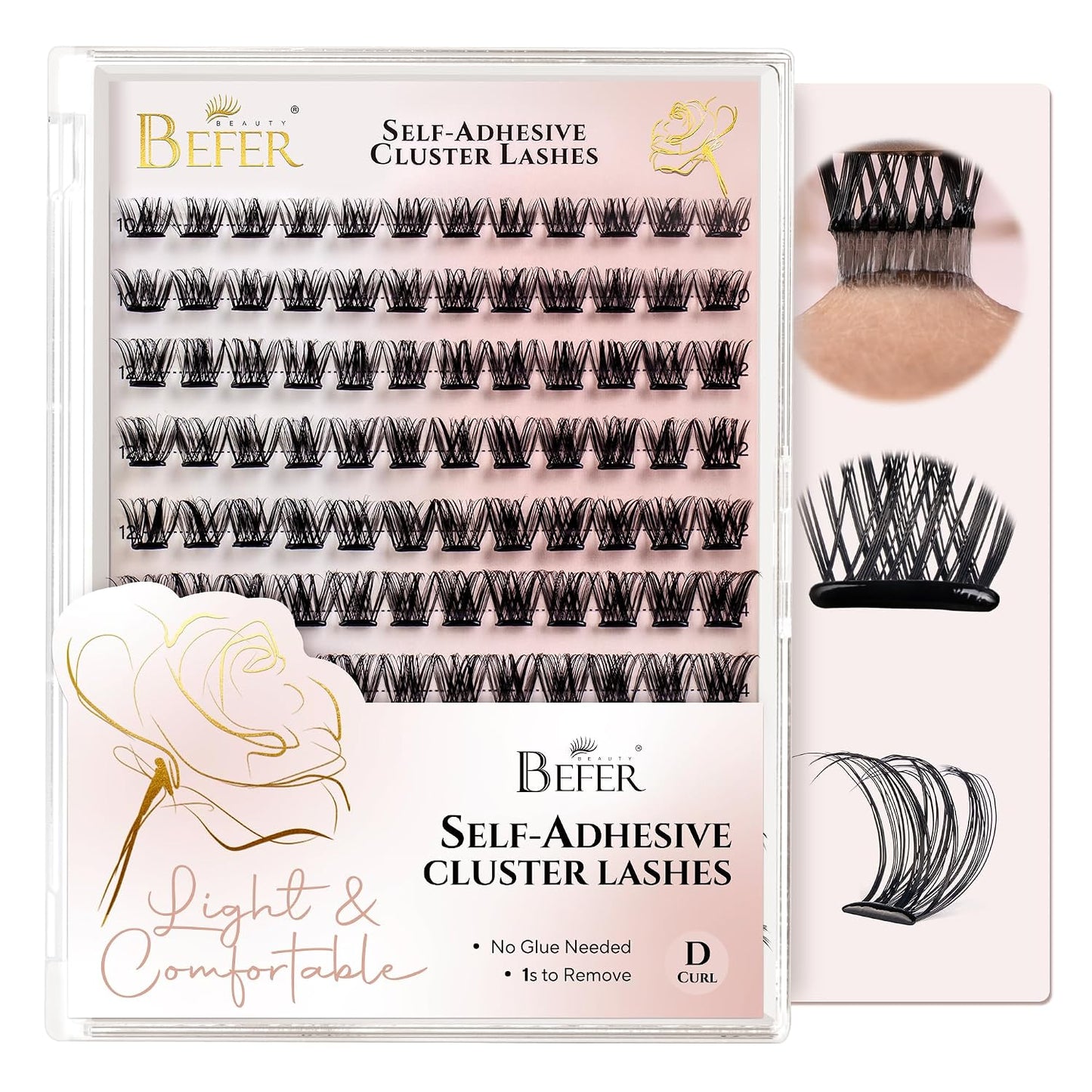 Self-Adhesive Eyelash Clusters - D Curl 10-16MM | Natural Look, Reusable & Easy DIY Application