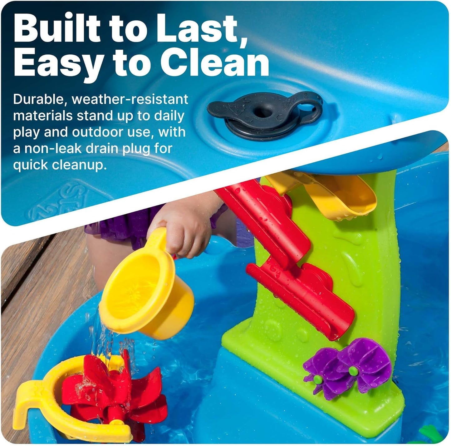 Step2 Rain Showers Splash Pond Water Table | Kids Sensory Playset with 13 Accessories for Outdoor Fun, Blue & Green, Ages 1.5+