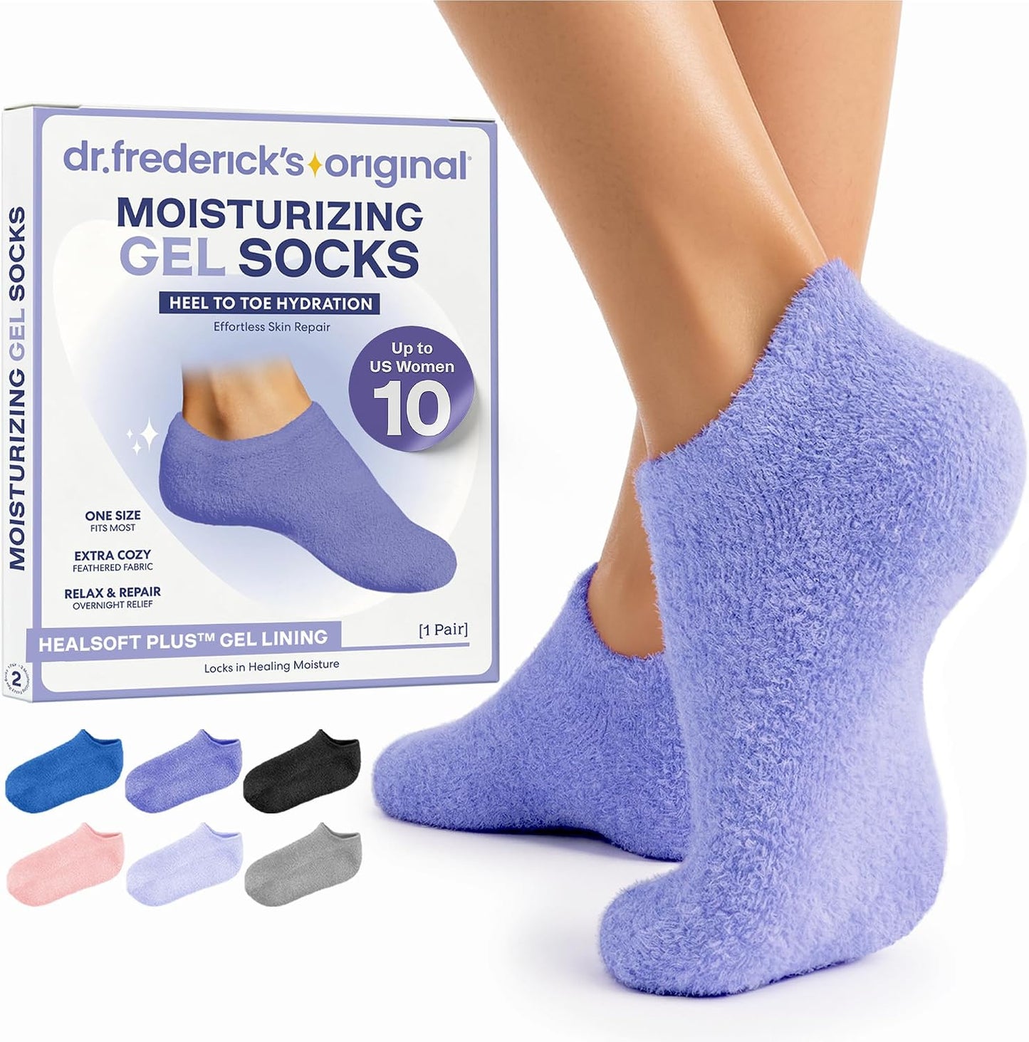 Moisturizing Gel Socks for Men & Women - Dry Feet & Cracked Heel Treatment | Full Foot Gel Lining with Mango Butter, Shea Butter, Jojoba & Coconut Oil (Large - Obsidian Oasis)