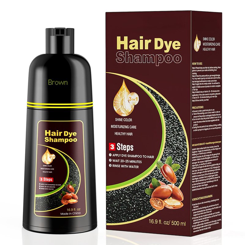Black Hair Dye Shampoo - 3-in-1 Hair Color Treatment for Gray Coverage | 16.9 fl. oz - Unisex