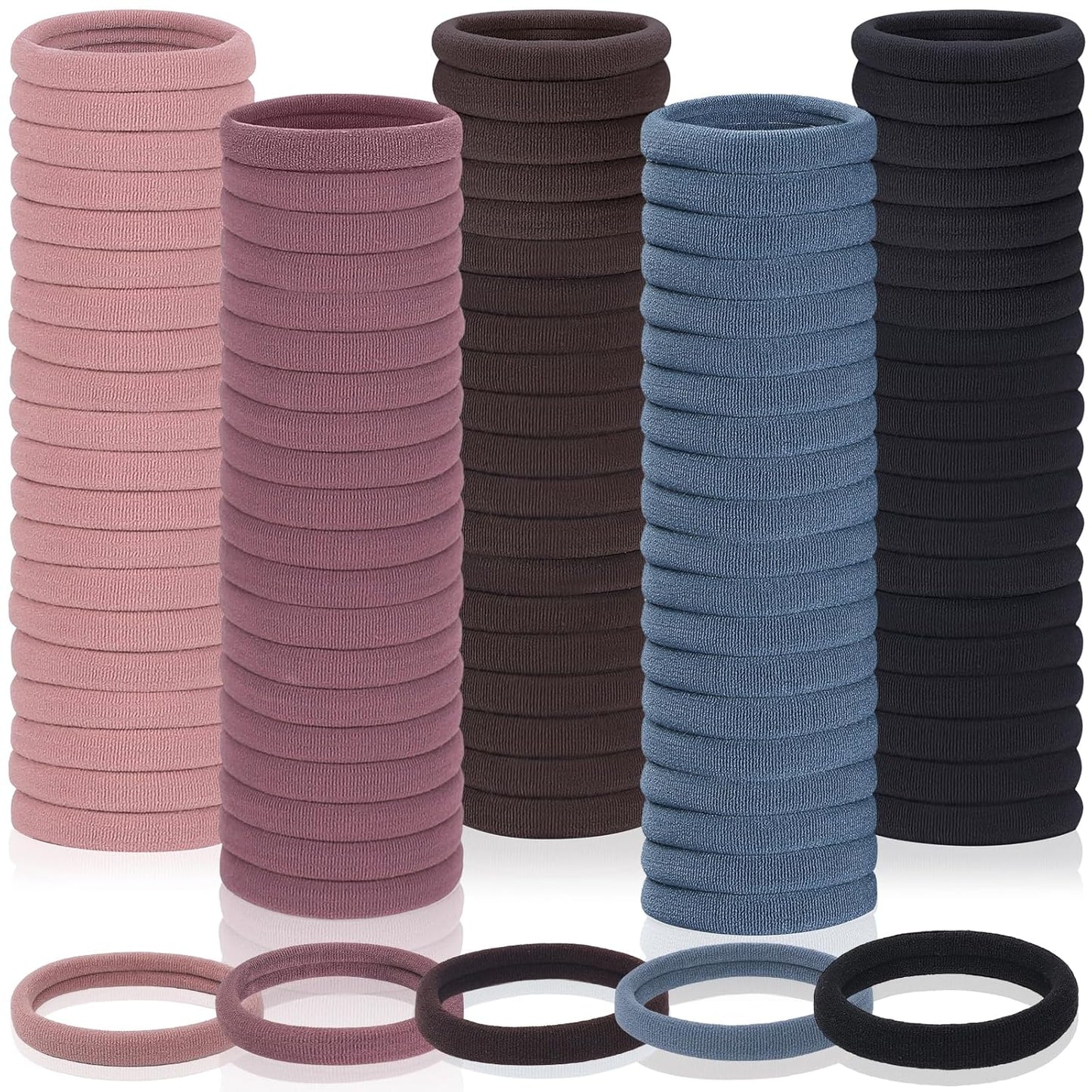 Seamless Elastic Hair Ties - 150 Pcs No Damage Ponytail Holders for Thick & Thin Hair | Soft Beige Bands