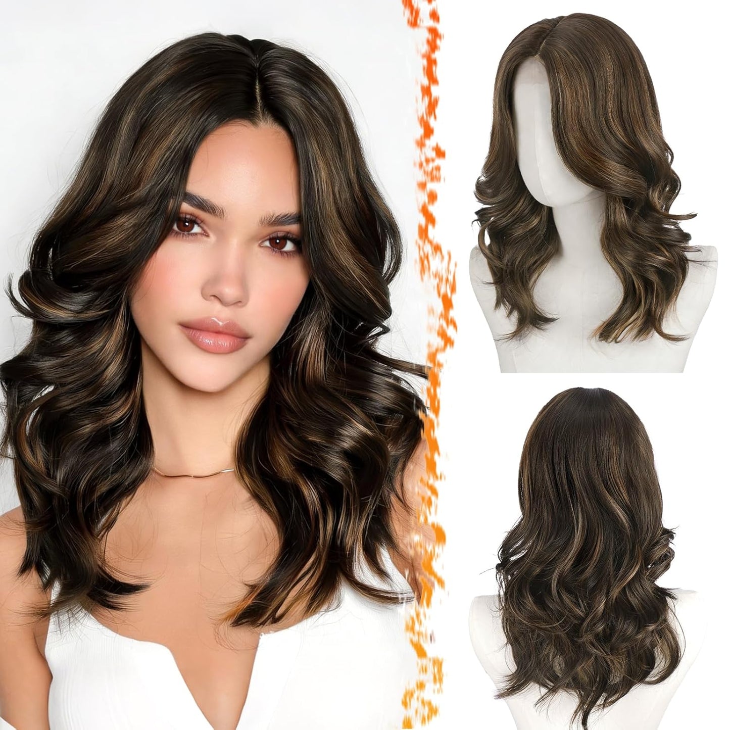 Short Wavy Layered Blonde Ombre Wig - Shoulder Length Body Wave with Face-Framing Bangs | Soft Synthetic Hair for Daily Wear