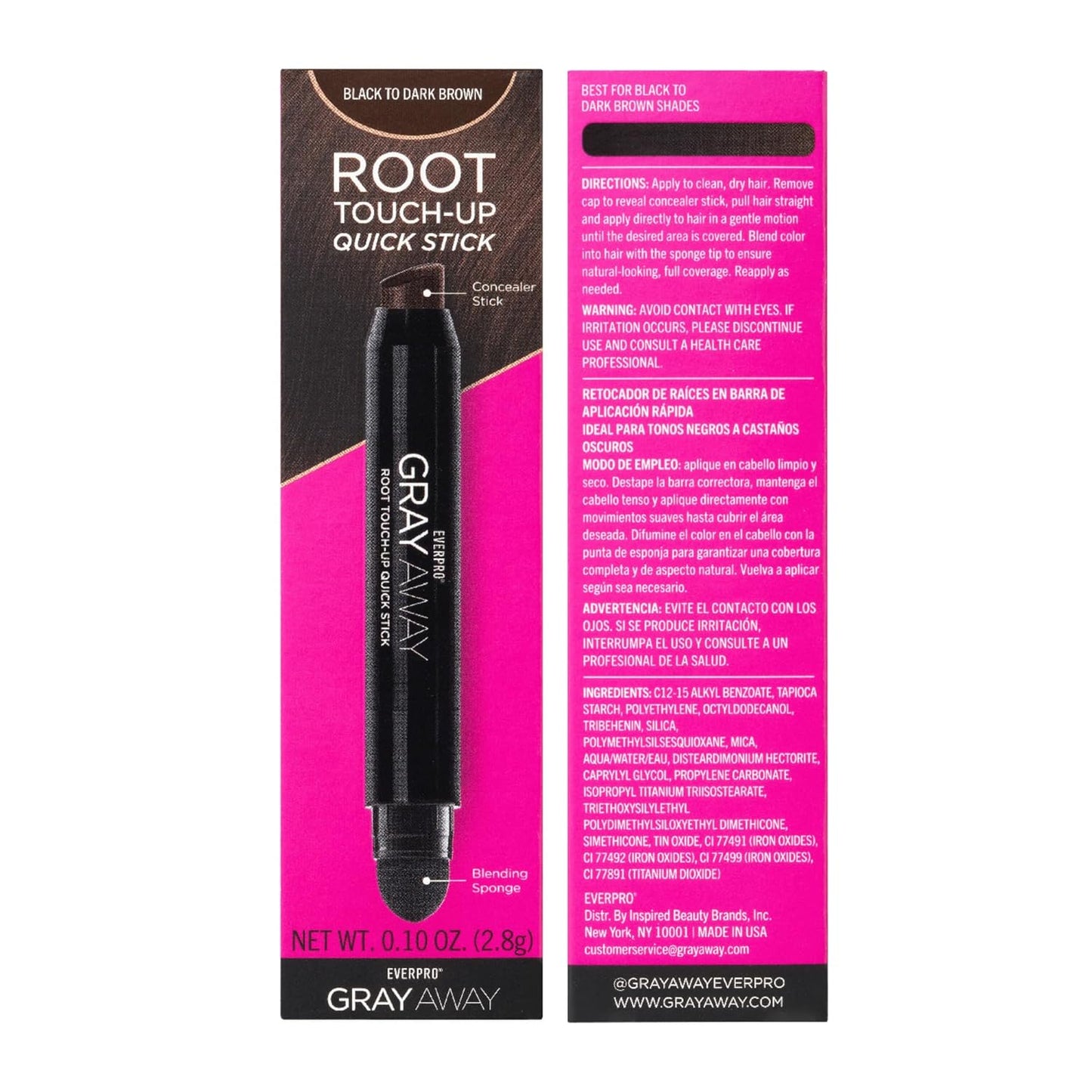 Gray Away Root Touchup Stick - Quick Application for Black/Dark Brown Hair | 0.1 Oz