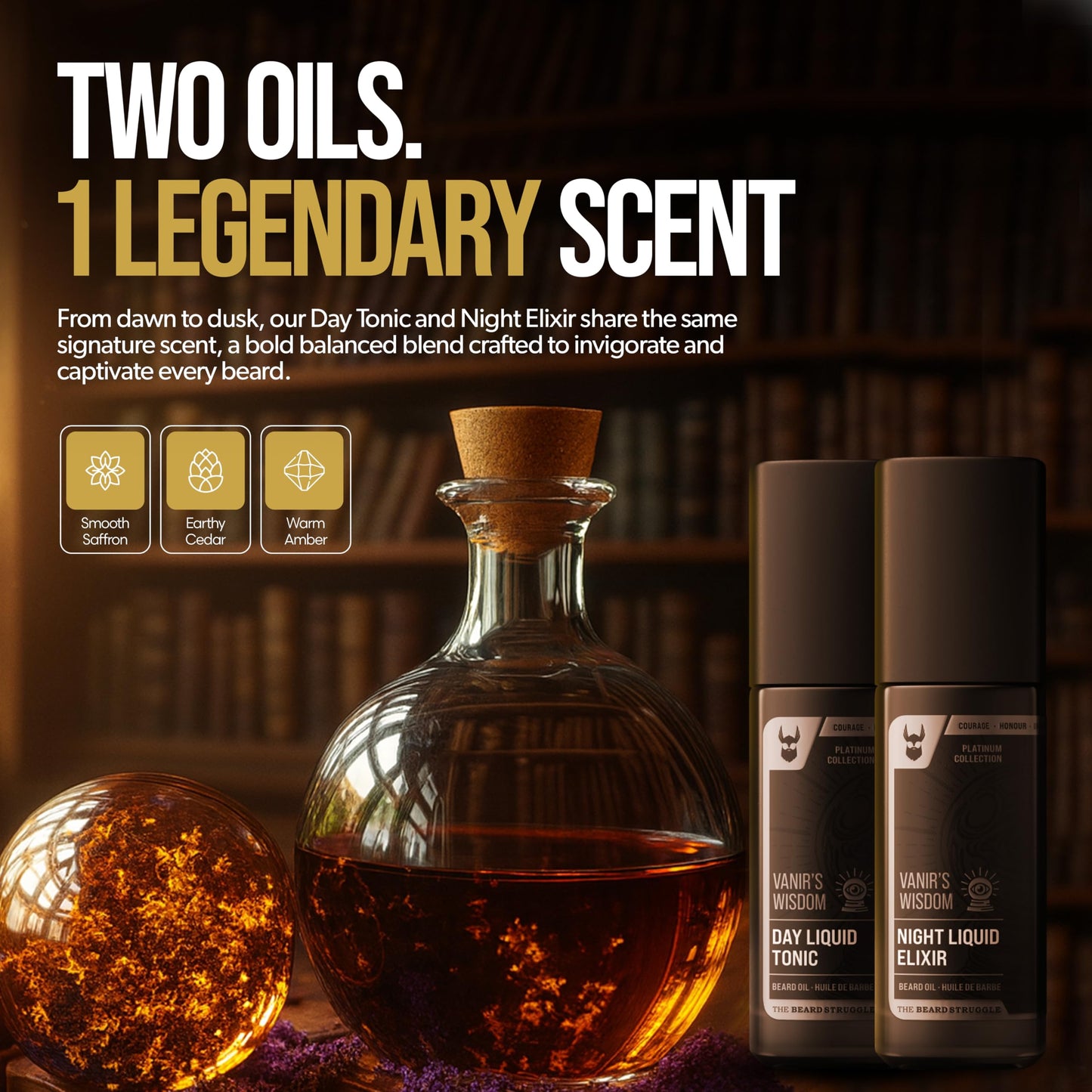 The Beard Struggle Tonic + Elixir Beard Oil Bundle - Platinum Collection - Grooming Beard Oil - Softens, Moisturizers, and Strengthens Beard Growth - Pack of 2, Vanir's Wisdom