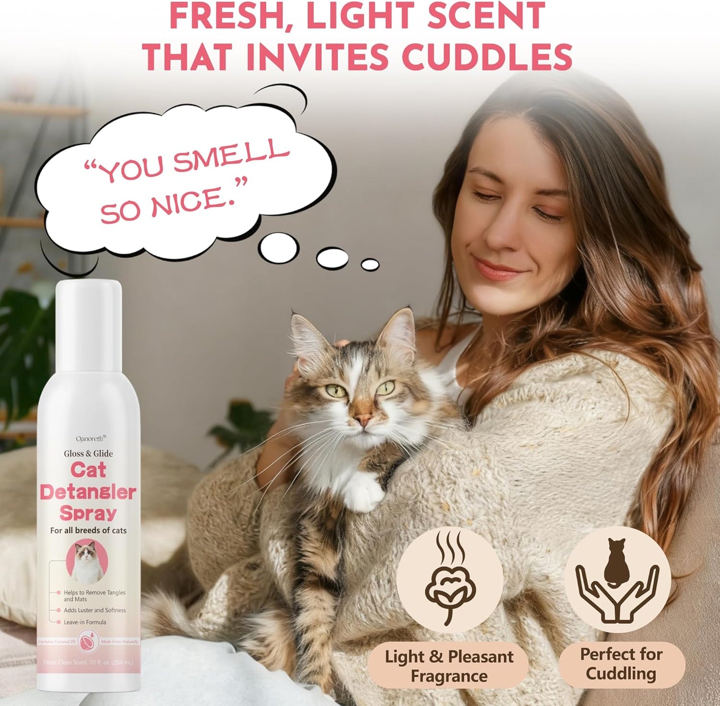 Cat Detangler Spray - Effective Matted Fur Remover for Cats | No-Rinse Formula, Smooths Coats & Reduces Pulling