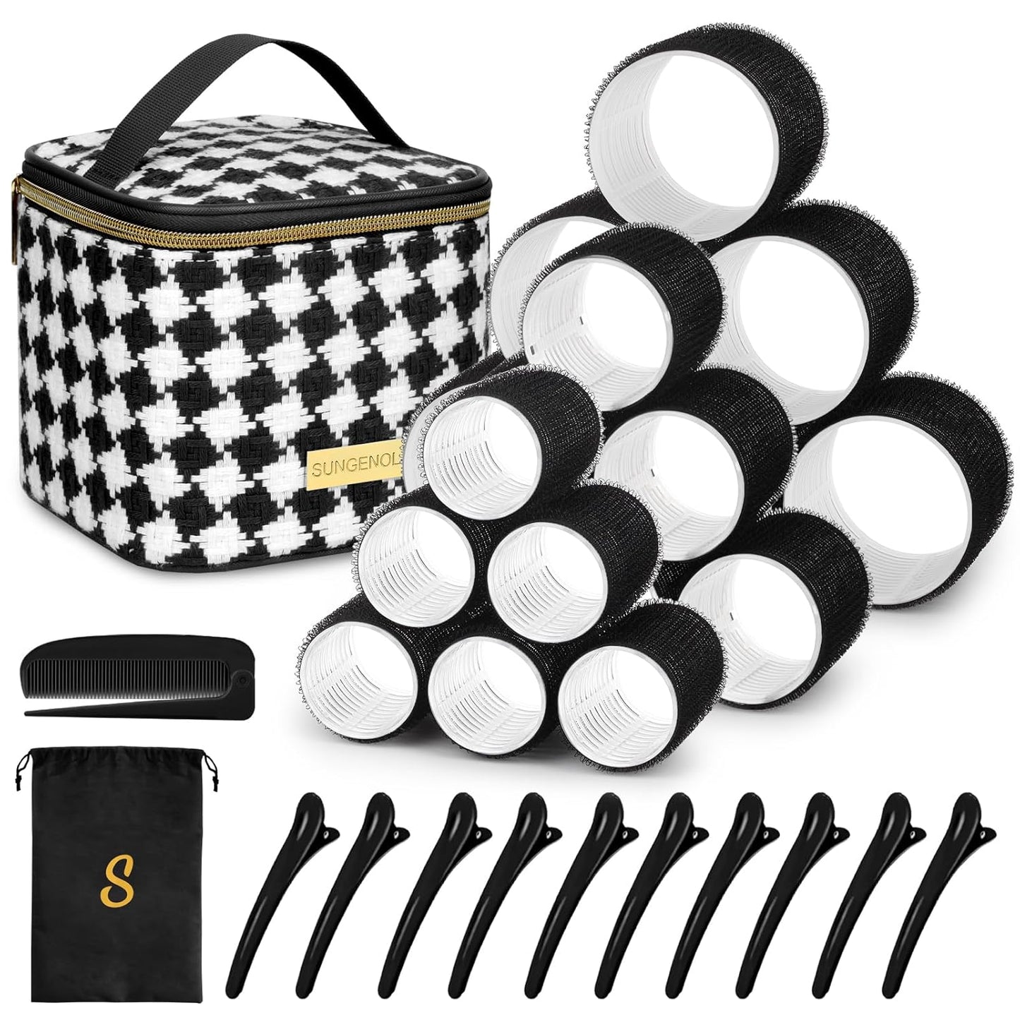 Hair Roller Set - 18 Pcs Curlers with Clips & Comb for DIY Hairstyles | 3 Sizes Included