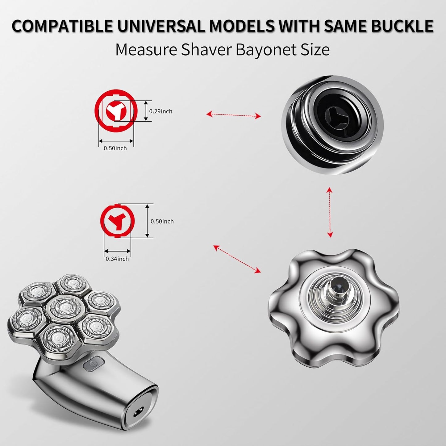 Magnetic 7-Blade Head Shaver Replacement Heads | Compatible with Freebird & Other Brands