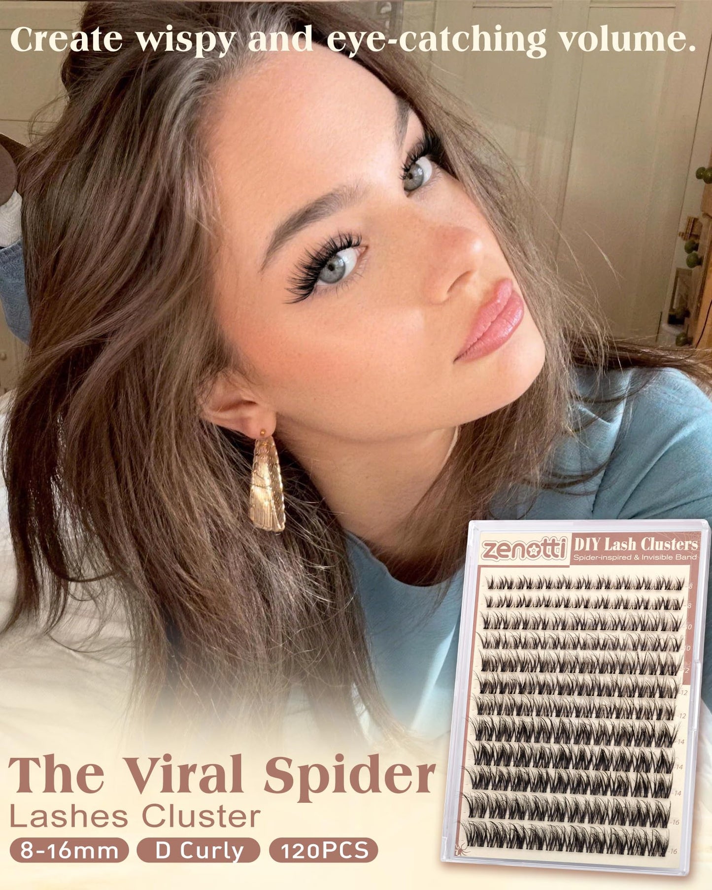 Spider Lash Clusters Wispy Eyelash Clusters Natural Breeze Lashes Cluster Venus Cluster Eyelash Extensions D Curly Cosplay Individual Lashes with Invisible Band DIY at Home 8-16mm by zenotti