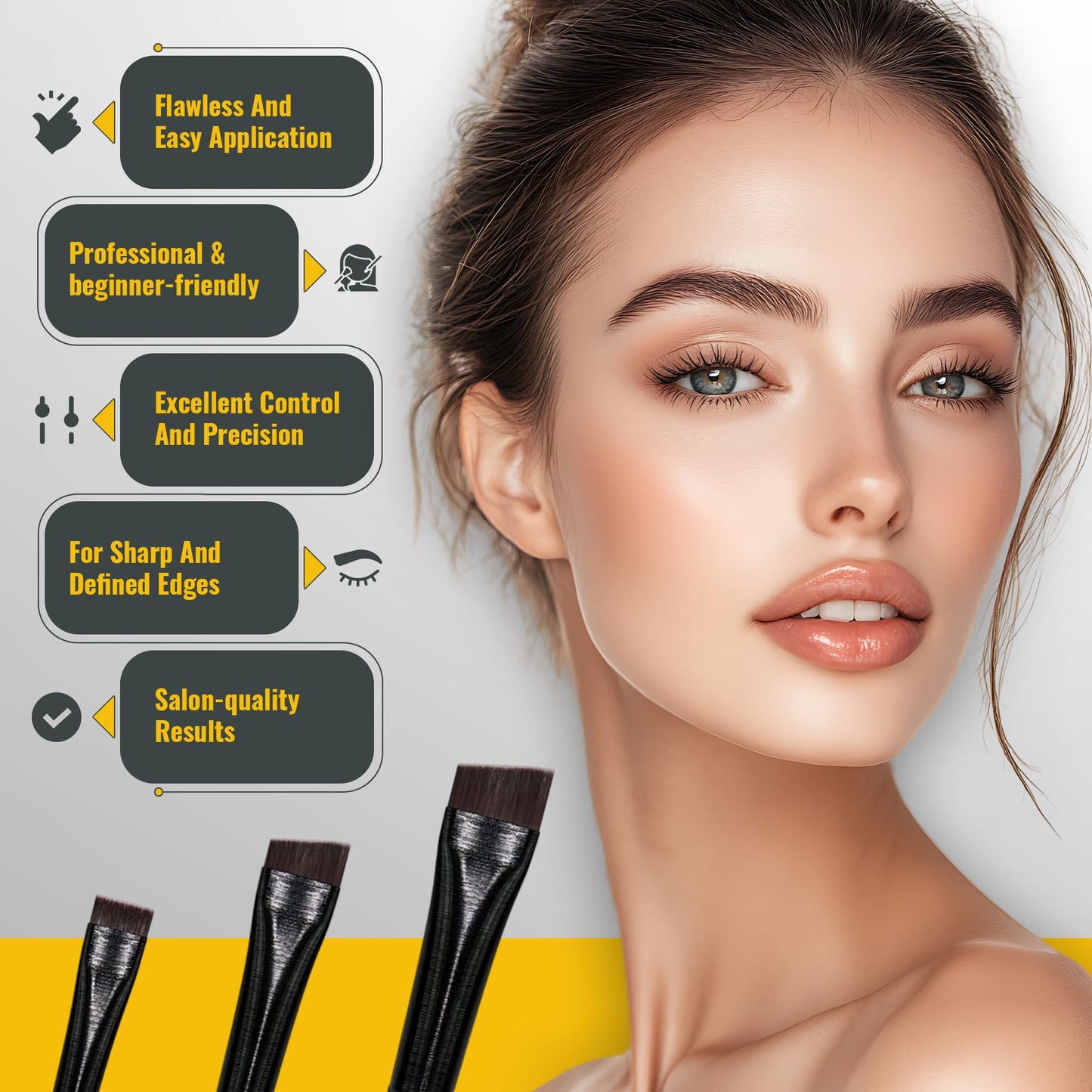 LIUDEX Eyeliner & Eyebrow Brush Set | Fine Angled, Slanted, Ultra-Thin Flat Makeup Brushes for Precision Gel & Brow Tinting with Soft Synthetic Hairs
