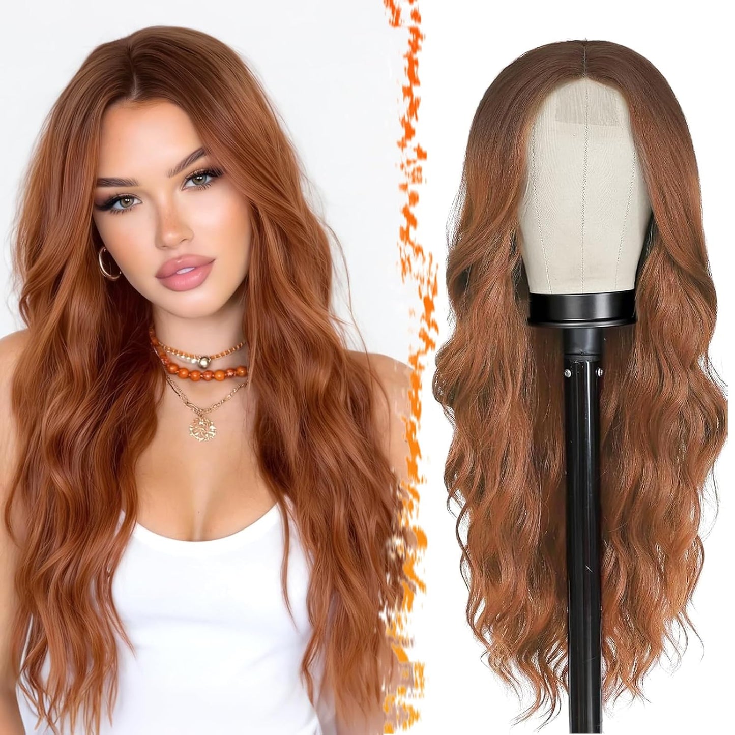 18 Inch Wavy Beige Blonde Wig - Medium Length Synthetic Wig for Women | Natural Soft Waves for Daily Wear & Parties