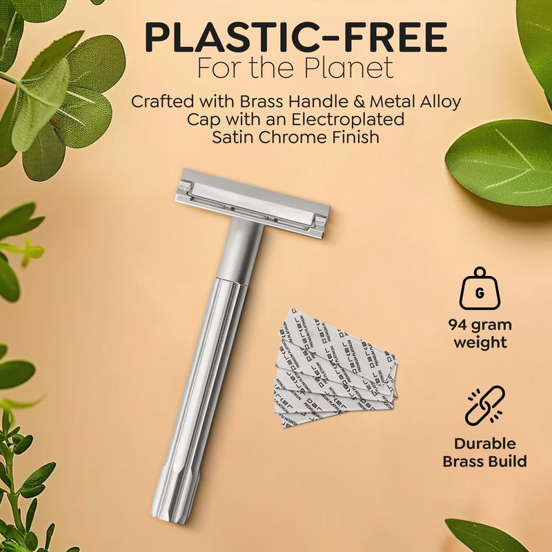 Parker Safety Razor, The SOLOEDGE – Single Edge Razor with Magnetic Head & 100 Platinum SE Blades – Precision Shaving, Reusable & Plastic-Free Razor for Men & Women