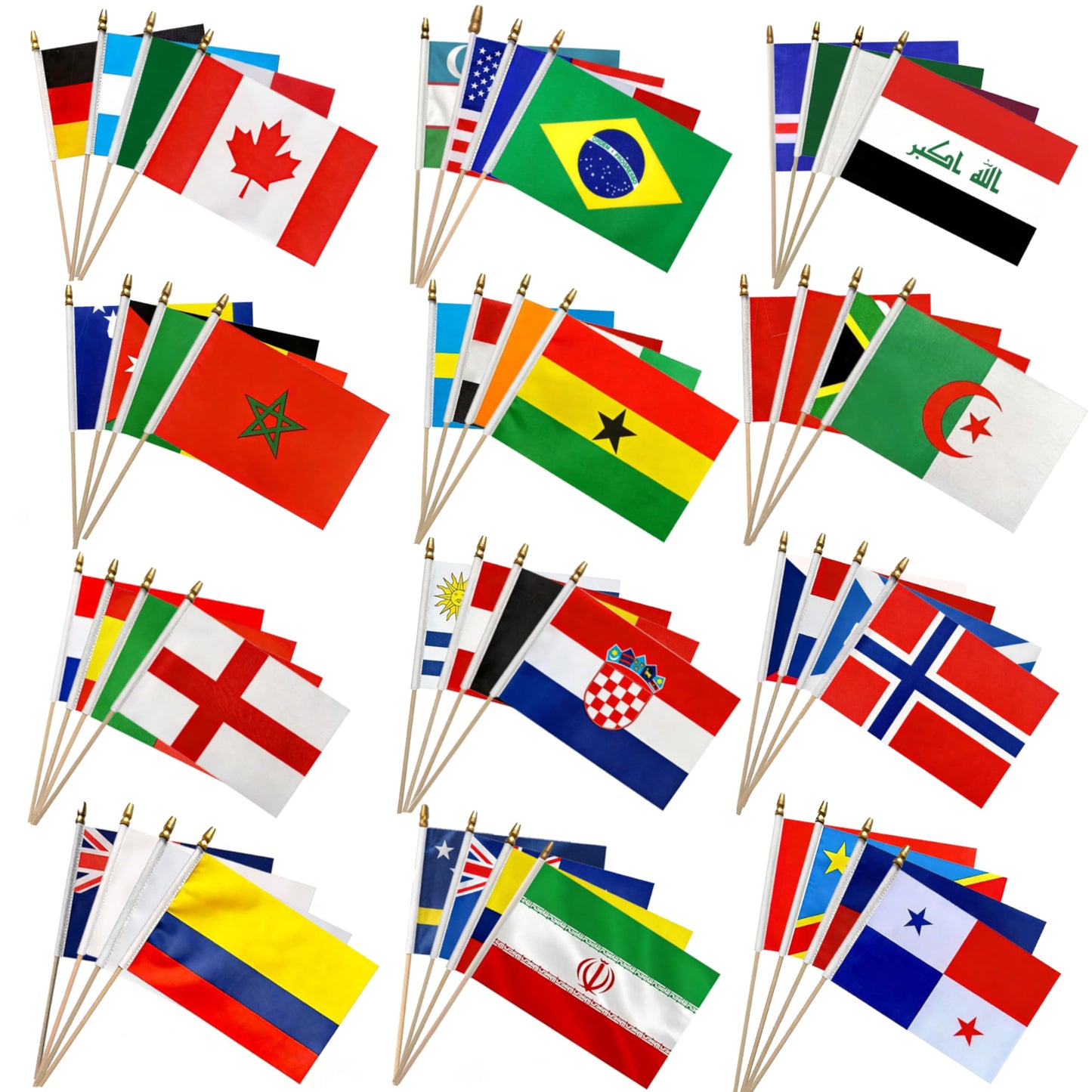 2026 World Cup Teams Flags Decorations 48 Country Small Mini Hand Held Flags with Wooden Stick, World Cup Soccer Party Sports Events Bar Club Parade Decorations,8.2 x 5.5 Inch