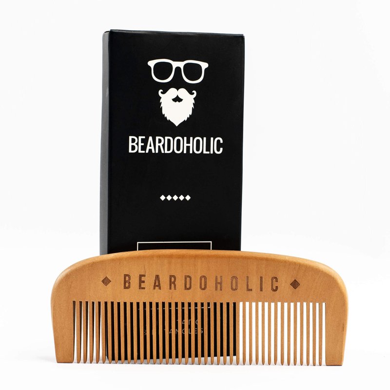 Beardoholic Beard Comb With a Gift Box – Wide Teeth – Anti-Static, Eliminates Tangles and Keeps Your Beard Neat and Tidy – 5.31 x 1.96 IN Handmade 100% Pearwood Design