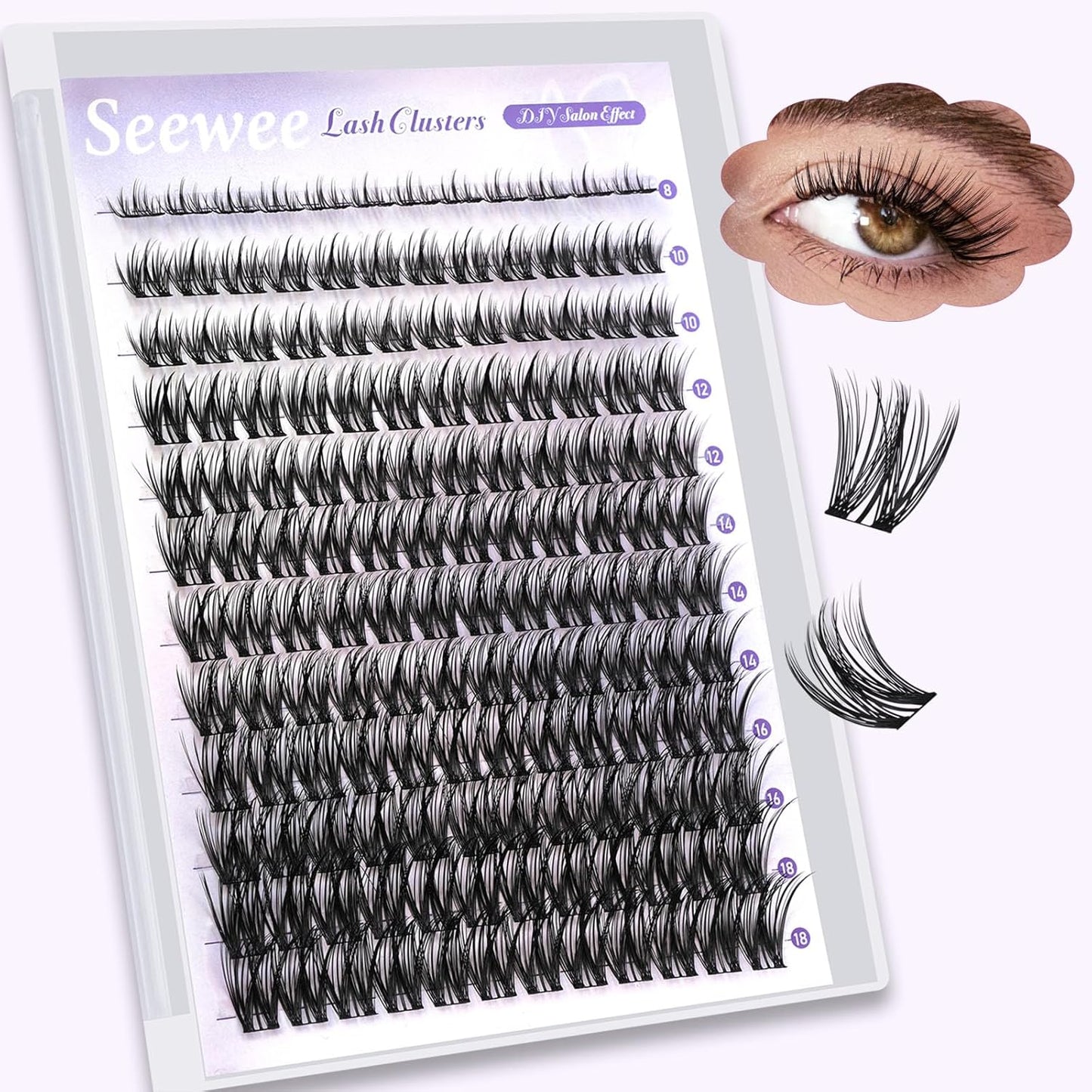Brown Lash Clusters | 10-18mm D Curl Dark Brown Individual Eyelash Extensions - 120pcs DIY Wispy Design