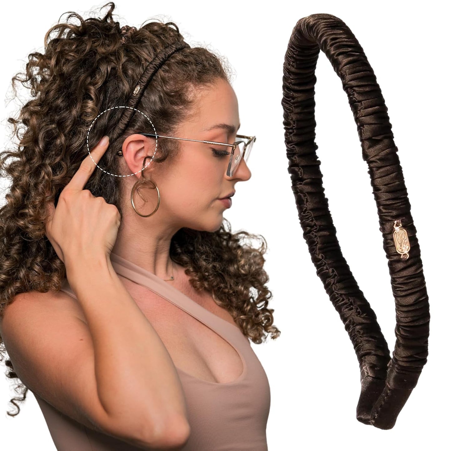 Espresso Comfort Curve Silk Headband - Luxury 100% Mulberry Silk Hair Accessory | Non-Slip Design for Curly & Textured Hair