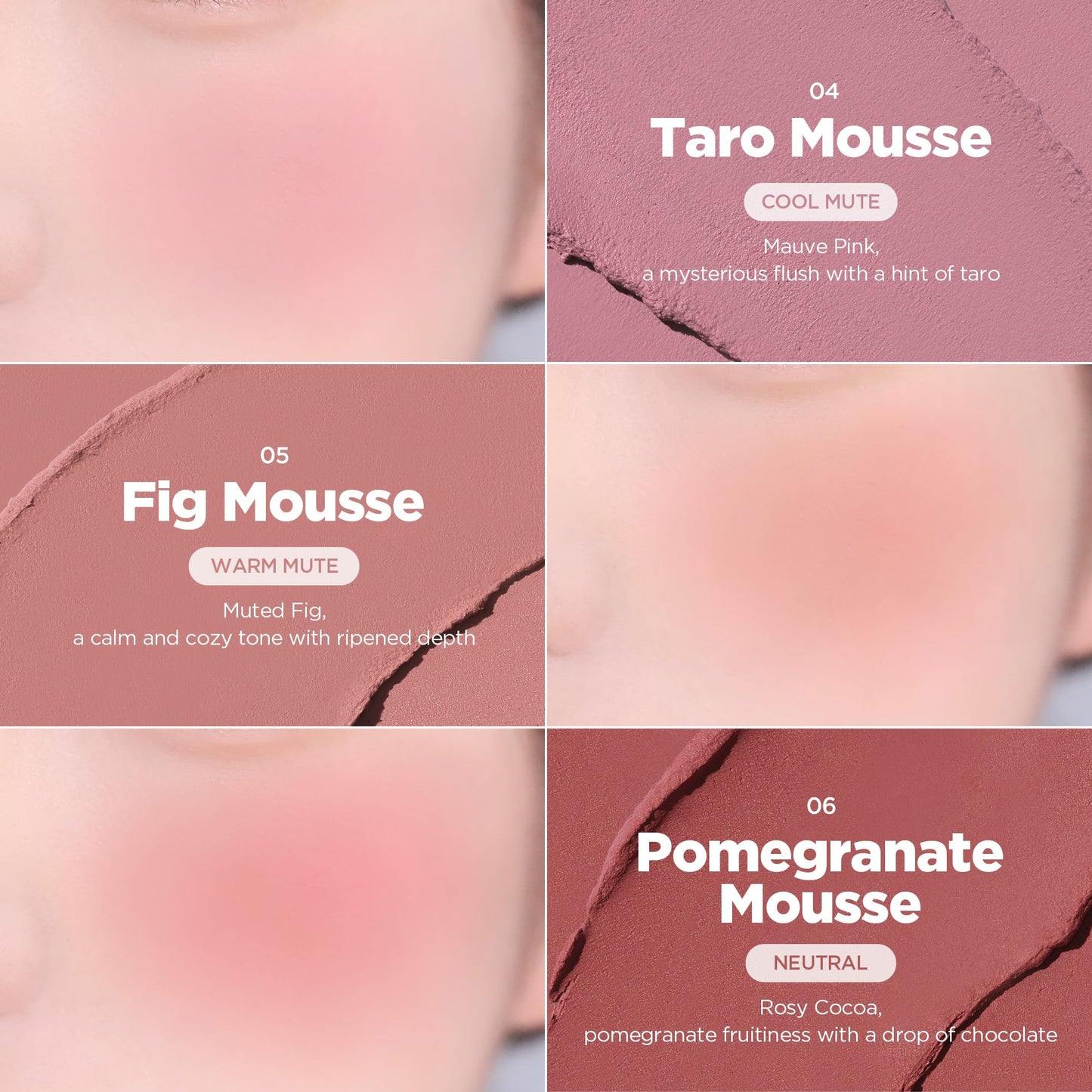 lilybyred Luv Beam Cheek Mousse | Heart-Shaped Korean Cream Blush, Airy Soft-Matte Texture, Soft-Focus & Pore-Blurring Finish, Seamless Buildable, Natural Flush, 0.13 oz. (05 Fig Mousse)