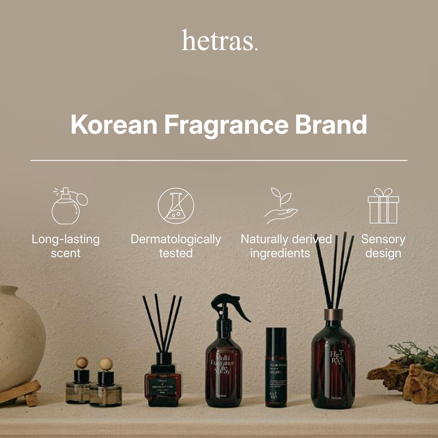 hetras Perfume Body Mist (Hotel Wood Scent)–Hydrating Fragrance Spray with Niacinamide | Skin Smoothing & Moisturizing | 360° Continuous Fine Mist for Body | Long-Lasting Korean Body Care | 4.06 fl.oz