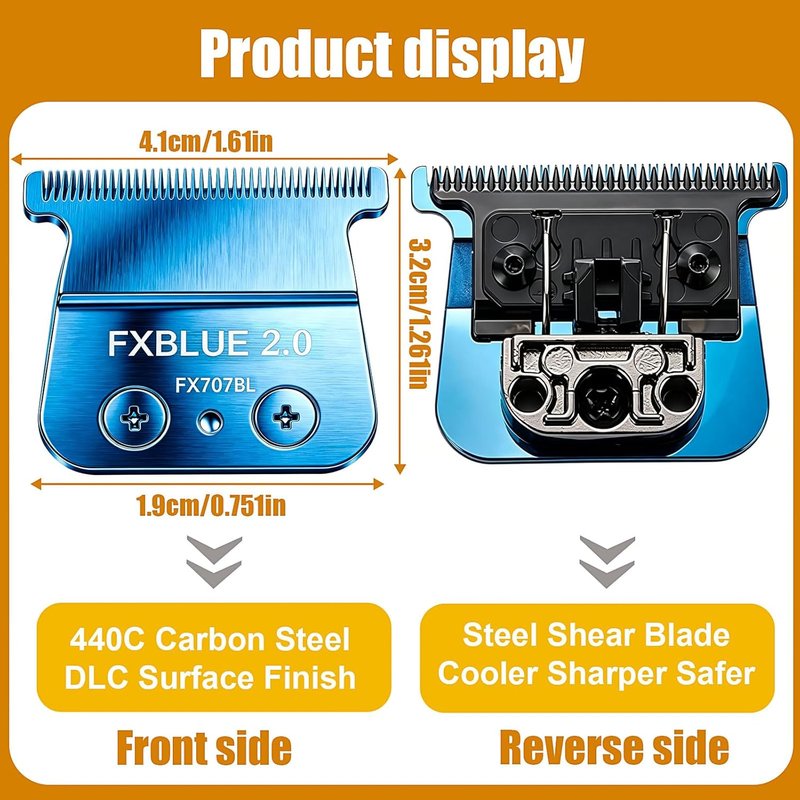 Replacement Blade for BaByliss PRO Hair Trimmers - 2PCS Blue Blades for FX787, FX799, FX726, FX729