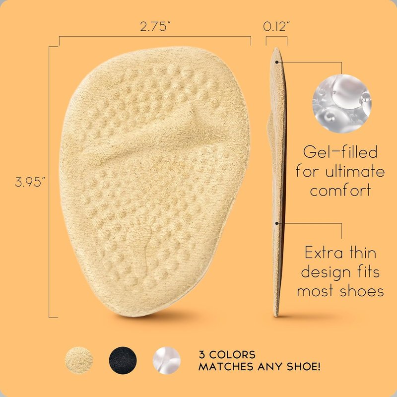 Metatarsal Pads for Women - All-Day Comfort & Pain Relief | 2 Pairs Beige Foot Cushions
