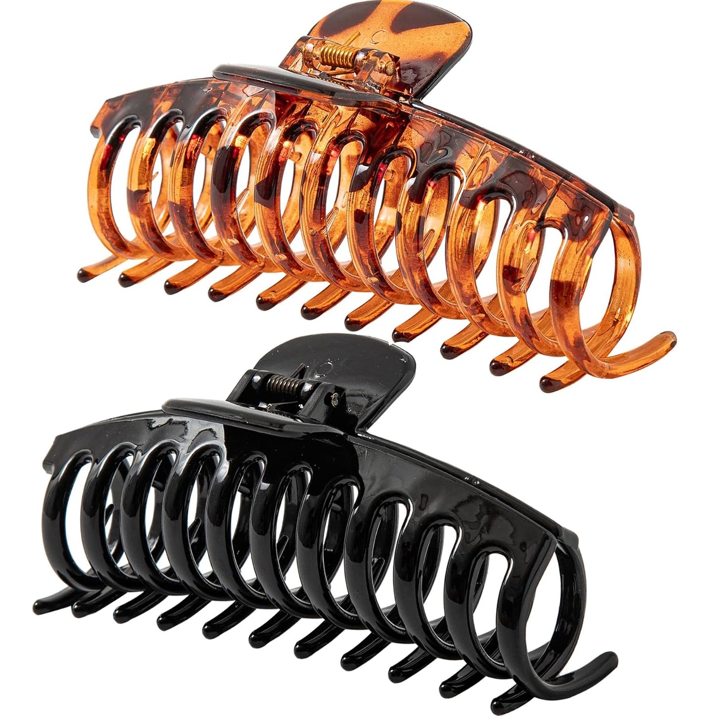 Jumbo Hair Clips for Thick Hair - Long Butterfly Accessories | 5.5 Inch, 2 Pack (Black & Clear)