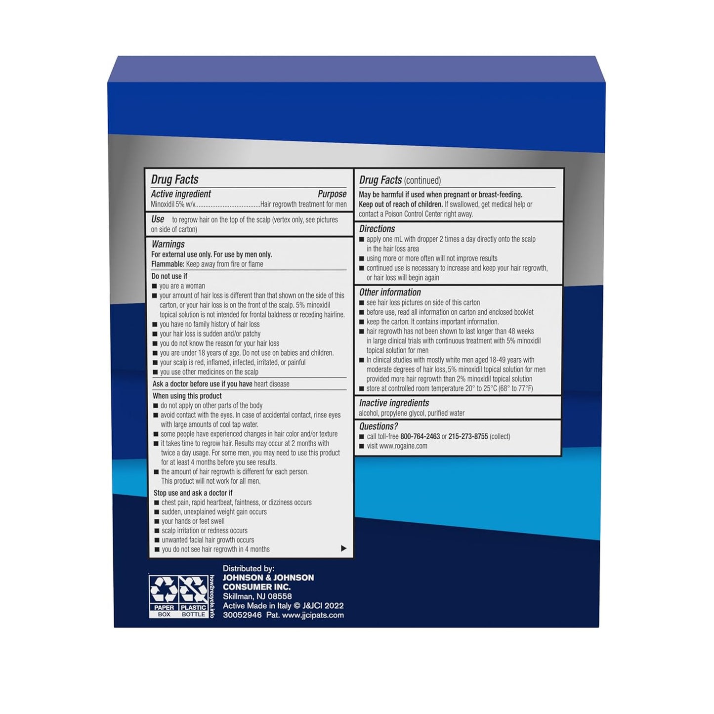 Men's Rogaine Extra Strength 5% Minoxidil Solution - 3-Month Supply | 3 x 2 Fl Oz Bottles