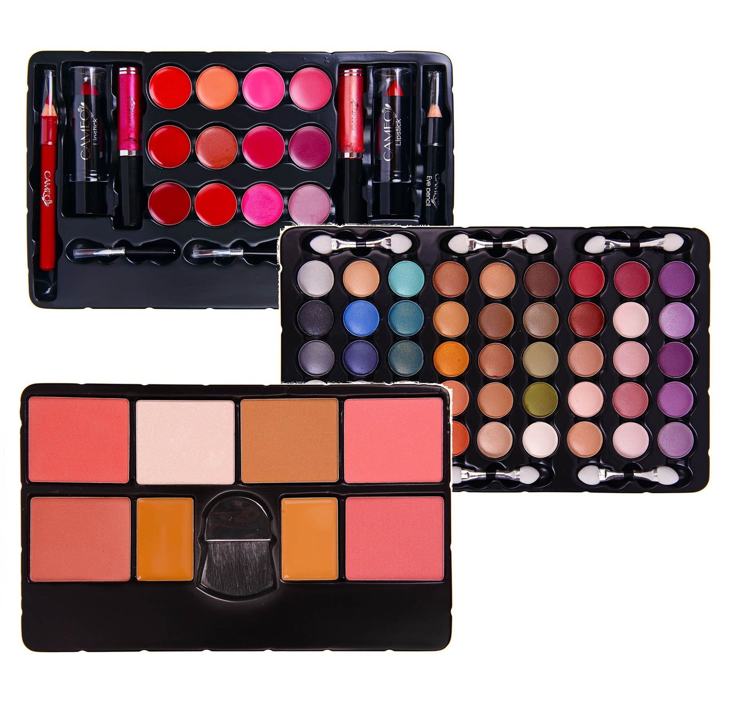SHANY All In One Makeup Set, 67 Colors Eyeshadow, Blushes, Face Powder, Lipstick, Eye liners, Make up Pencils and Cosmetics Mirror - Makeup Kit With Reusable Beauty Organizer Train Case - Black