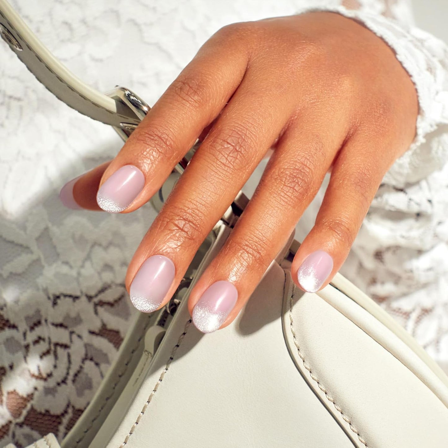 Kiss Impress No Glue Mani Press-On Nails - Diamond Drip Pink Oval | 30 Nails, Prep Pad & Accessories