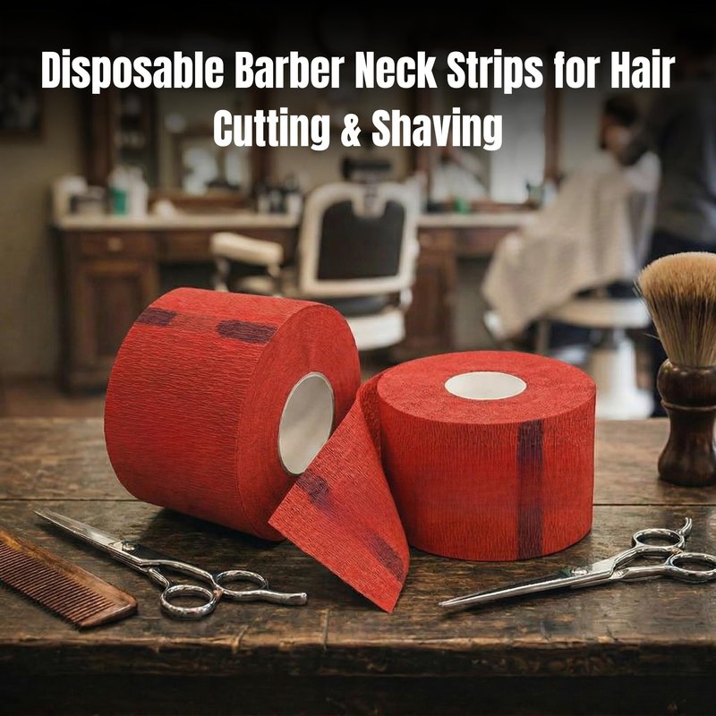 Disposable Barber Neck Strips for Hair Cutting & Shaving – Soft, Stretchable & Hygienic Neck Paper–Black, Red & White Color Options (400, Red)