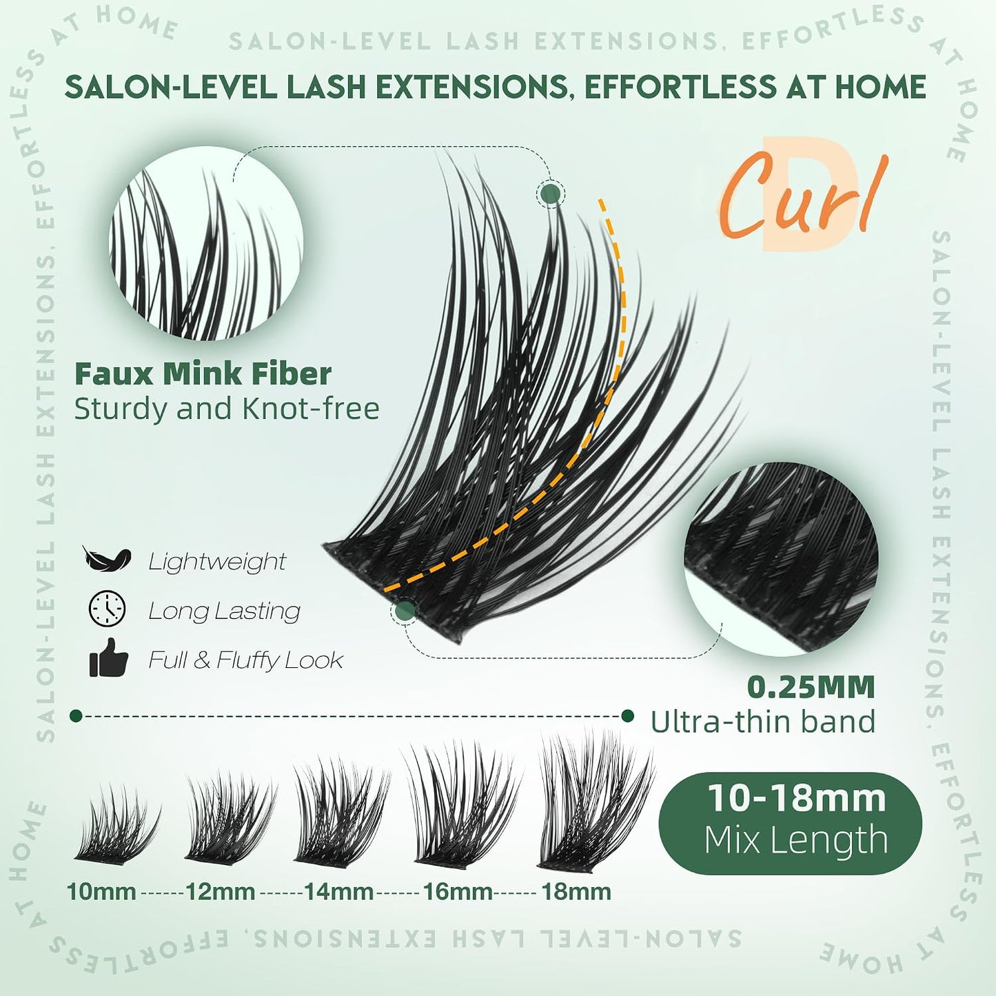 Enchantress Lash Clusters - Wispy D Curl Eyelash Extensions | 10-18mm Volume Individual Lashes for Fluffy Daily Makeup