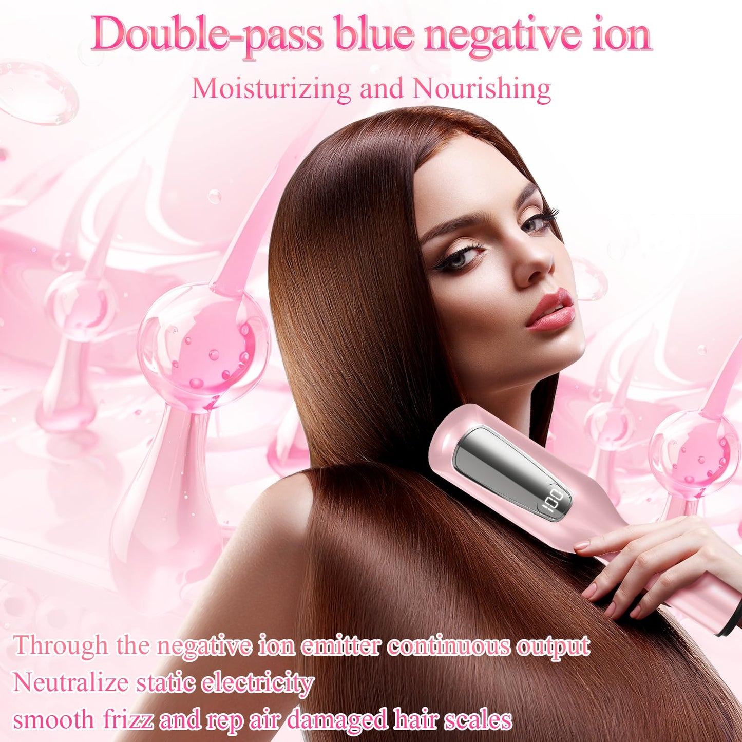KYFIU Hair Trimmer Automatic Home Care Clipper 2-in-1 for Dry Damaged Splitting Broken Brittle Straight Curly Frizzy Beauty Styling-Pink
