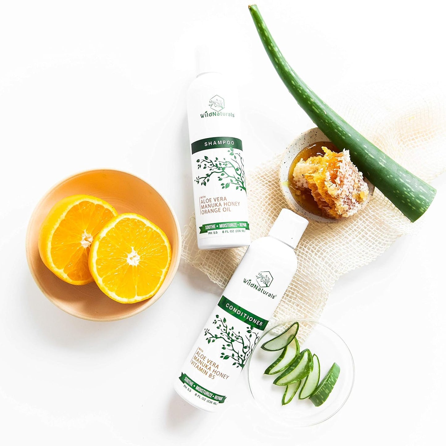 Natural Hydrating Conditioner - Sulfate-Free Dandruff Relief with Aloe Vera & Manuka Honey | Ideal for Oily & Curly Hair