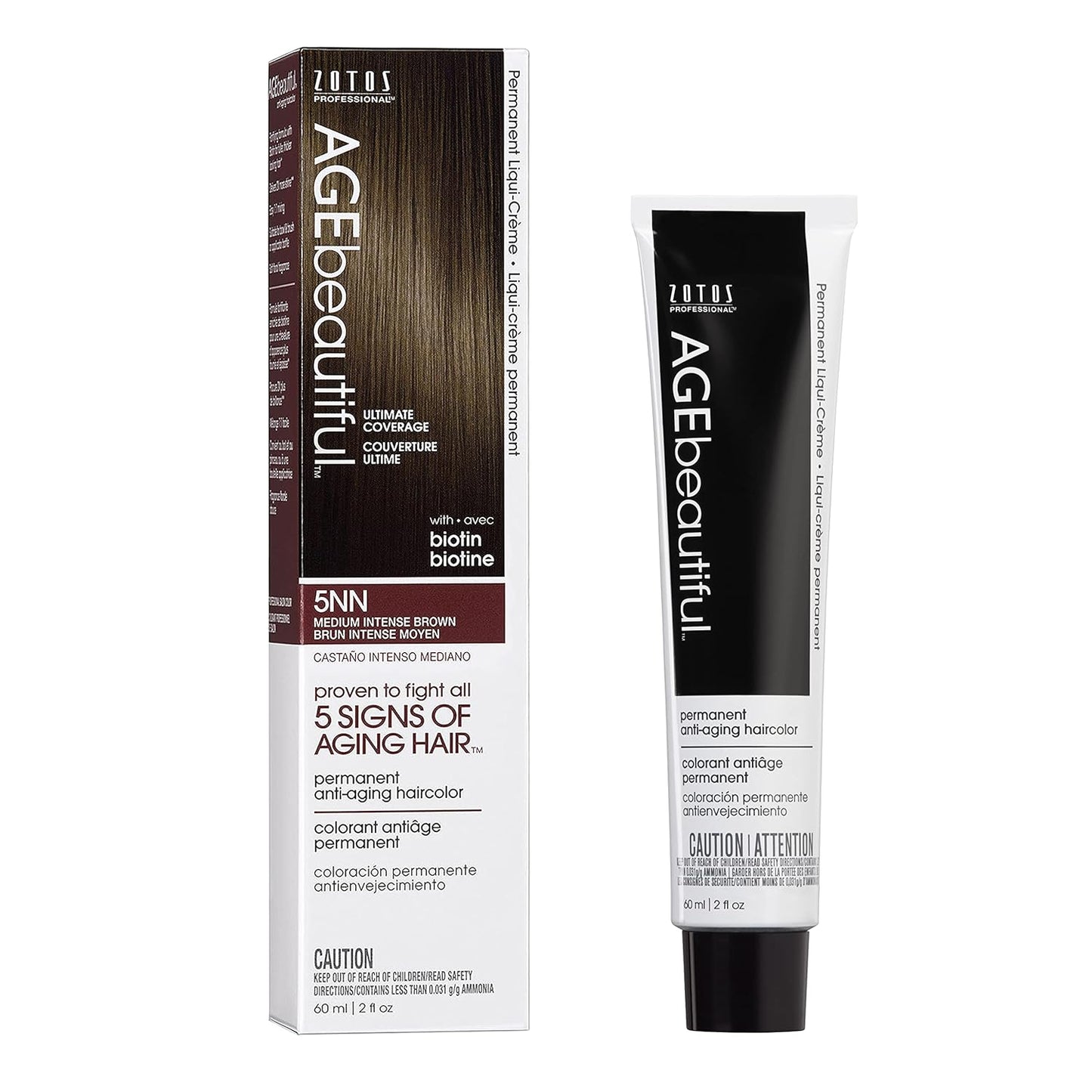 AGE Beautiful Permanent Hair Color Cream - 100% Gray Coverage Hair Dye with Biotin for Fuller, Thicker Hair | Professional Salon Quality