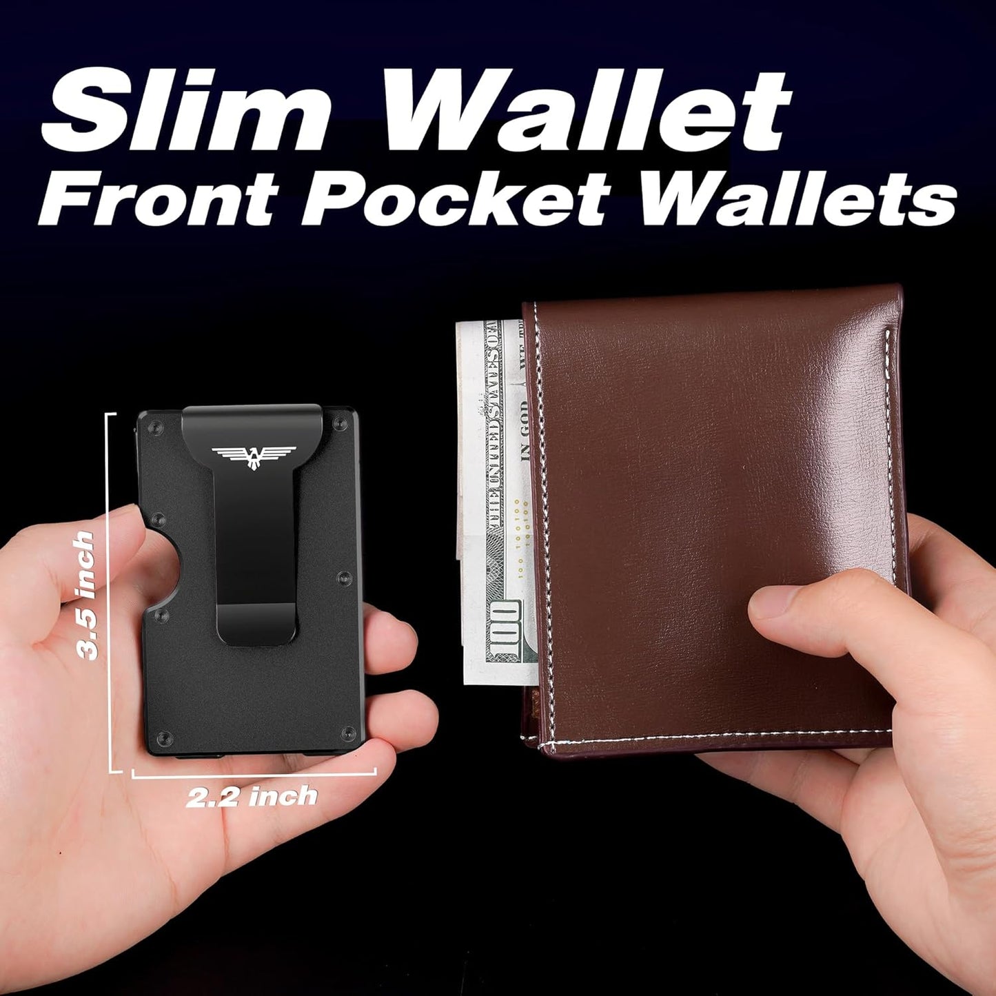Lenvoten Minimalist RFID Blocking Wallet for Men - Slim Metal Design | Holds 20 Cards & Cash | Scratch-Resistant Finish
