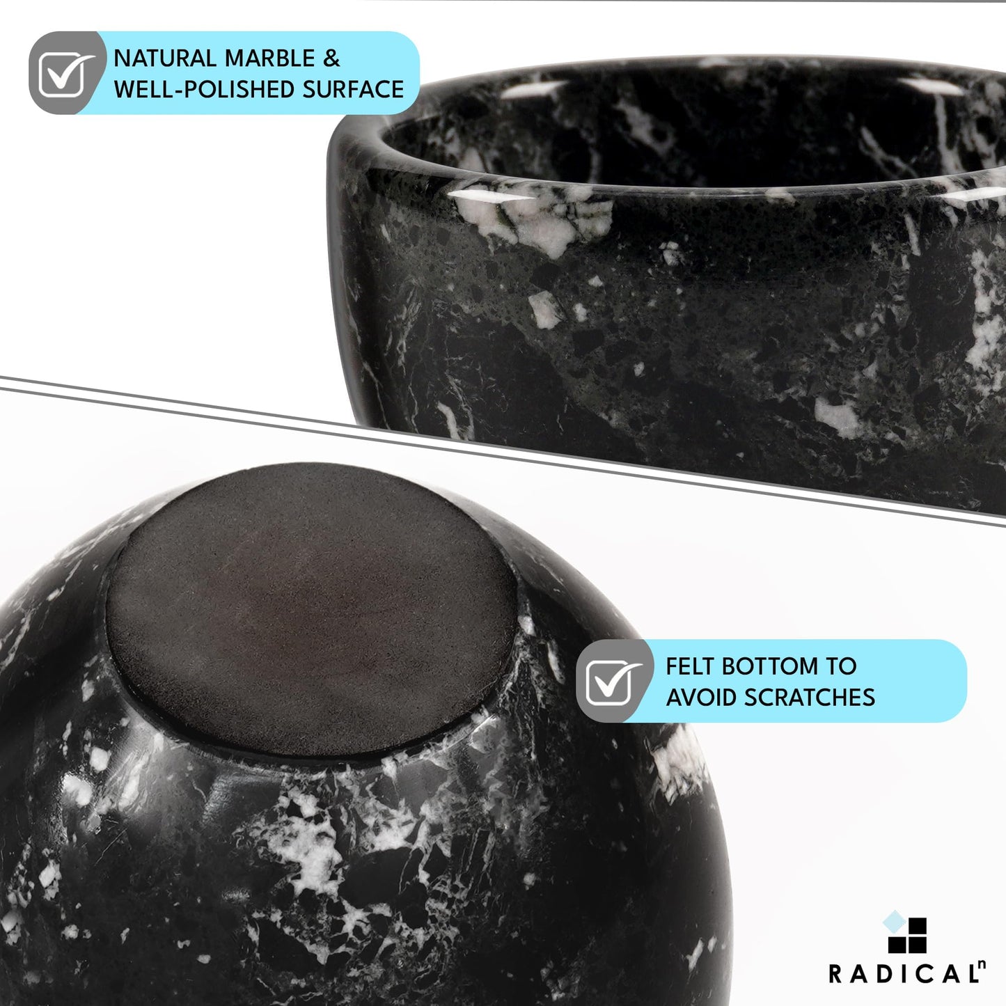 Radicaln Marble Shaving Bowl 3" Inch Black Handmade Shave Soap Holder for Men, Barber Accessories & Supplies, Luxury Stone Bowl for Shaving Cream & Aftershave Foam
