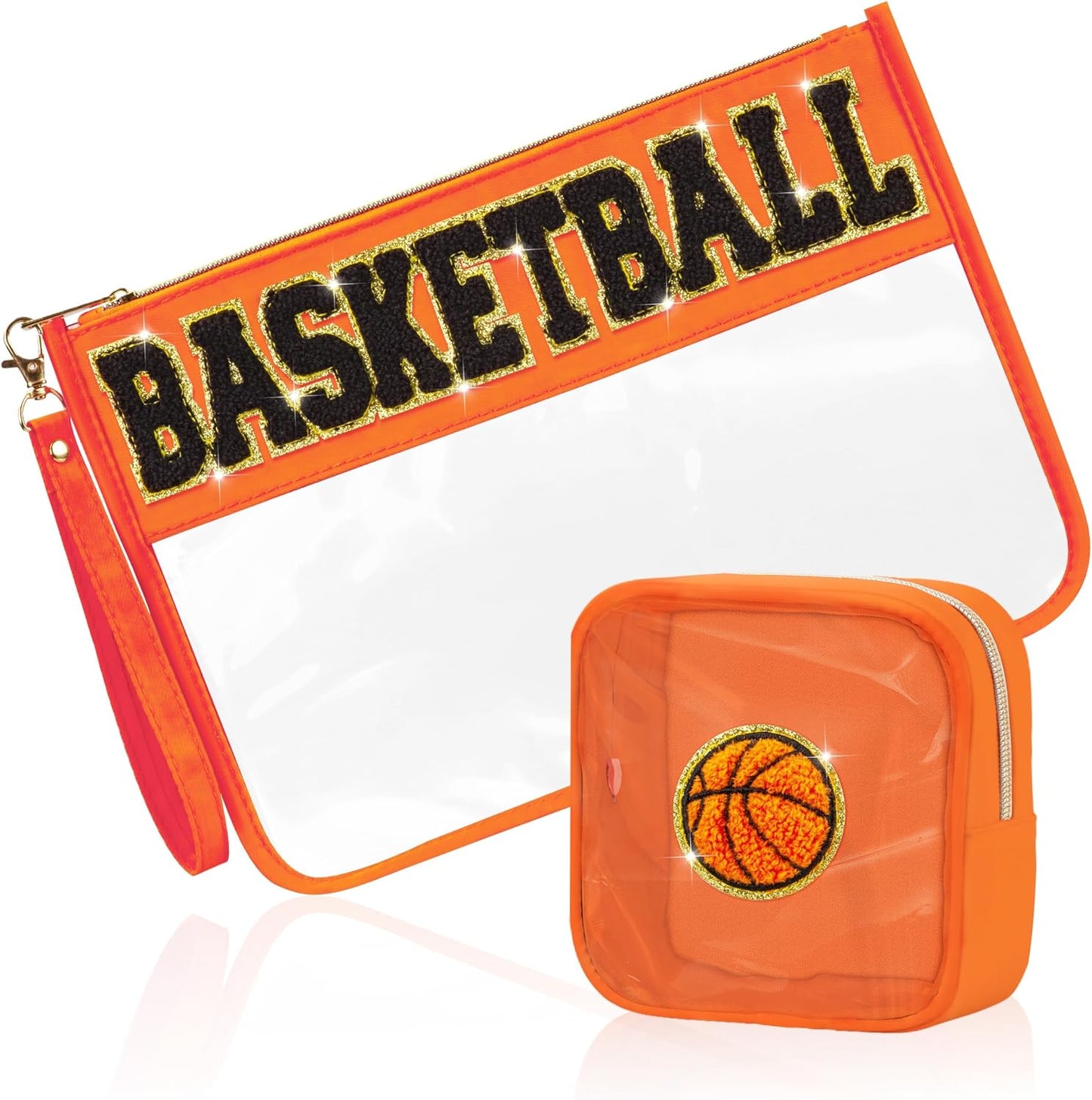 Softball Gifts Makeup Bag - 2 Pcs Clear PVC Organizer Pouch | Waterproof Travel Toiletry Bag for Women