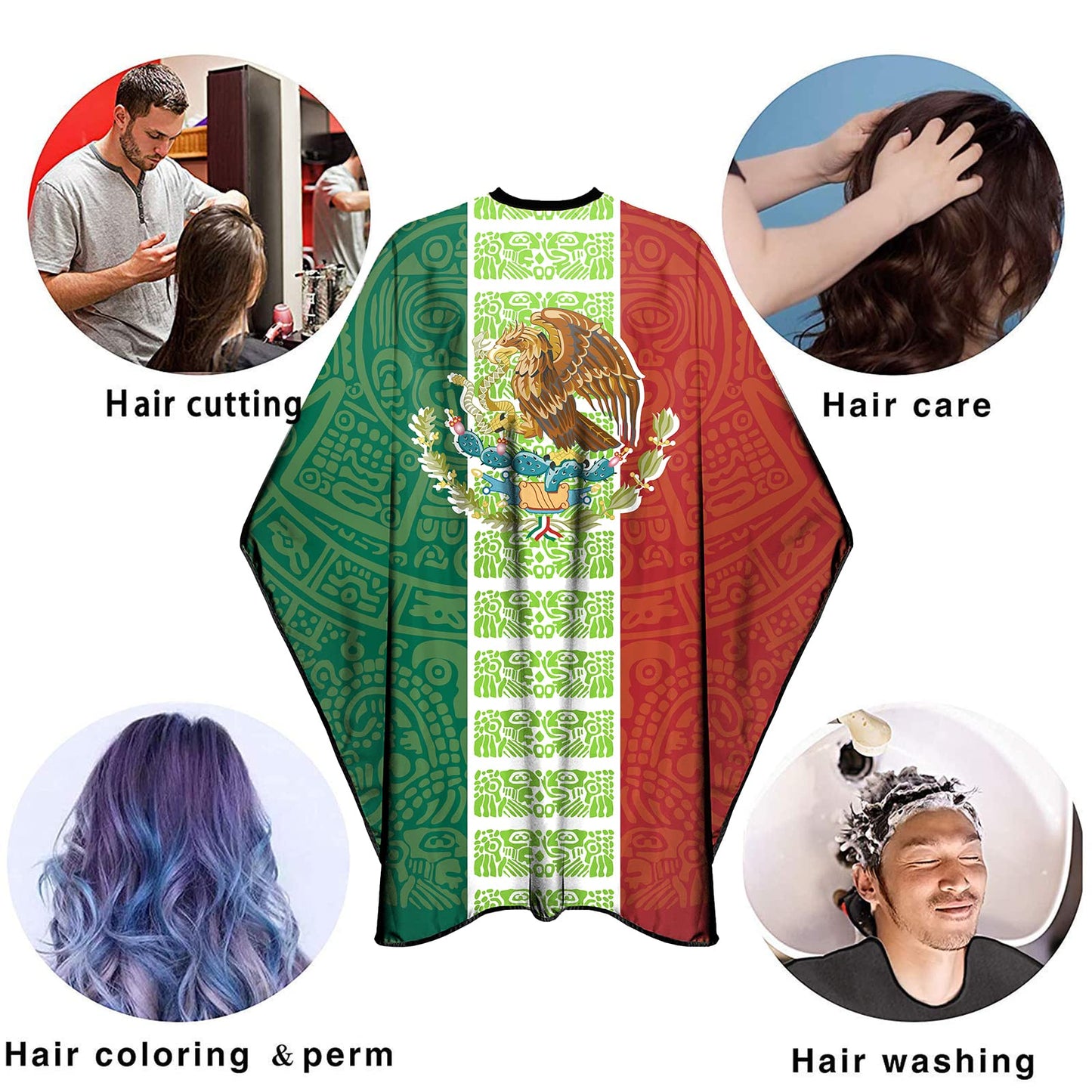 Barber Capes for Men Hair Cutting Capes Salon Stylist Capes with Snaps Waterproof Professional Large Barber Hairdresser Gown Cape- 63”× 56”(MEXICO FLAG)