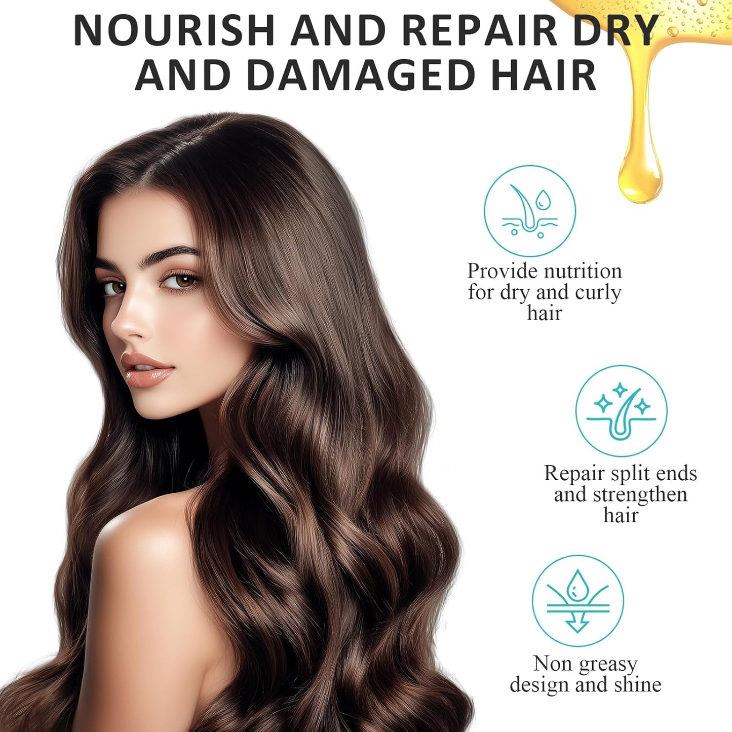 Argan Oil Hair Serum - 10% Pure Moroccan Oil for Dry, Damaged Hair - Frizz Control & Shine Enhancer | 100ML